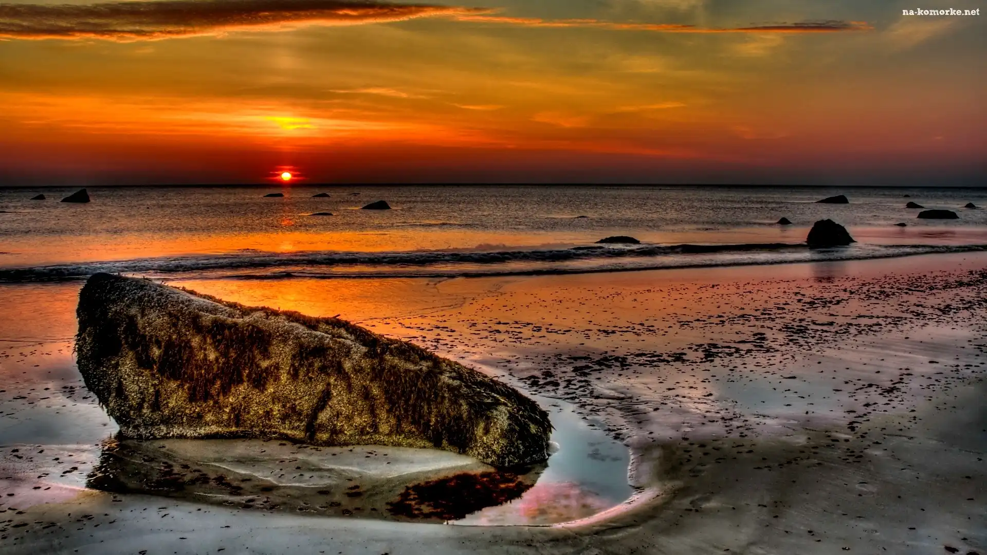 Plaża, Słońca, Morze, Zachód