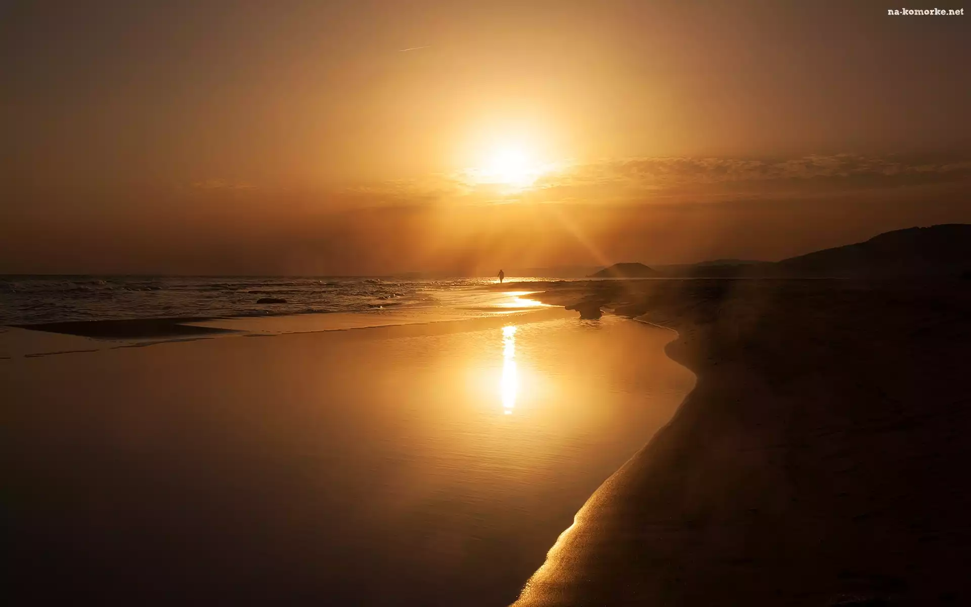 Plaża, Słońca, Morze, Zachód