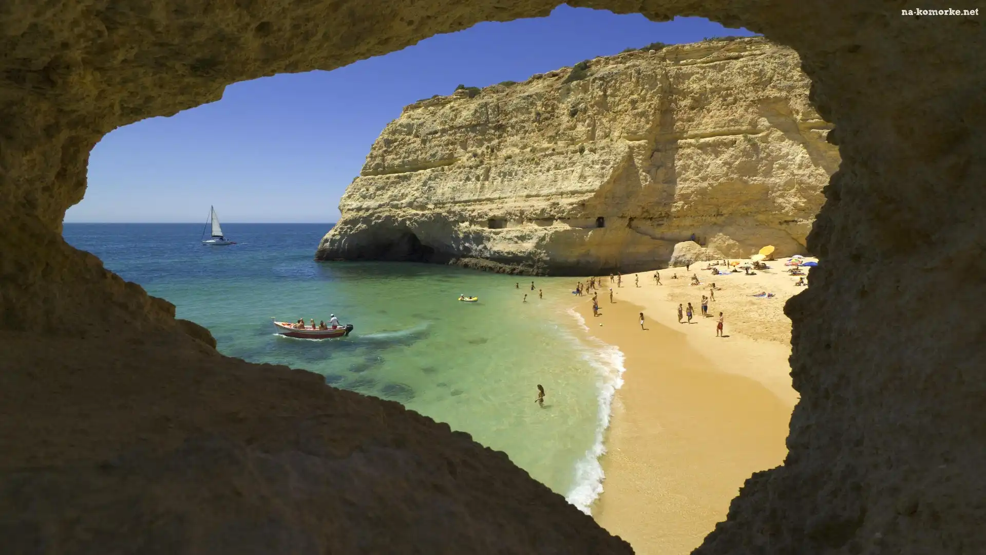 Plaża, Portugalia, Łódki, Algarve