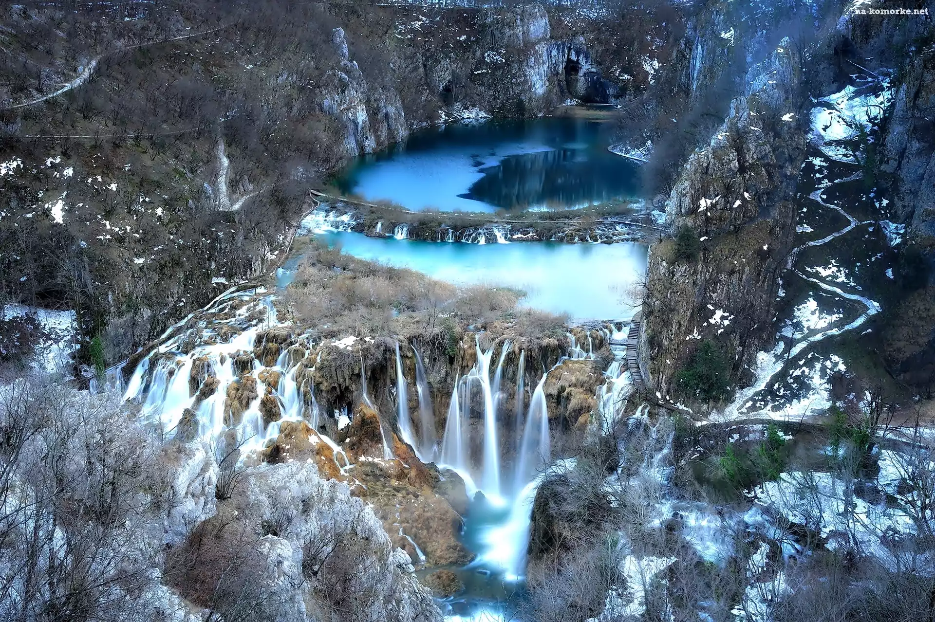Park Narodowy, Skały, Chorwacja, Z lotu ptaka, Wodospad, Plitvice