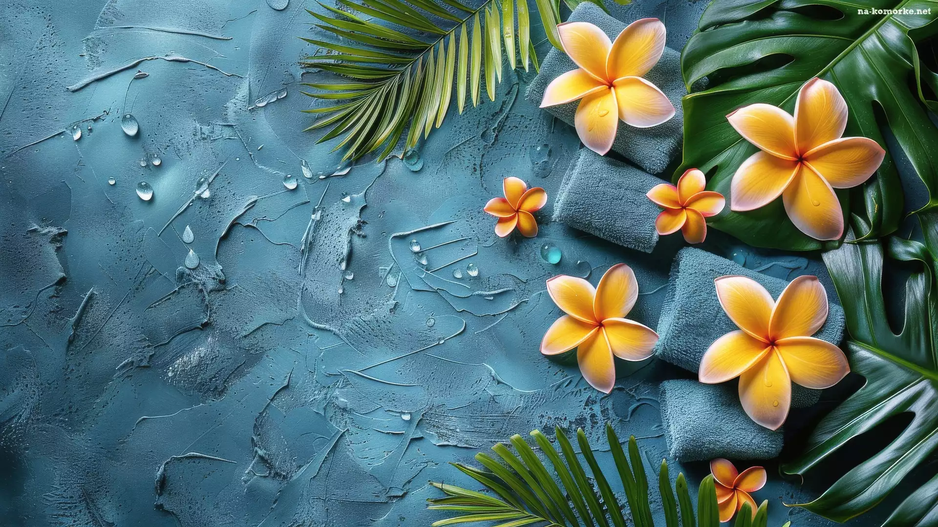 Liście, Ręczniki, Kwiat, Plumeria