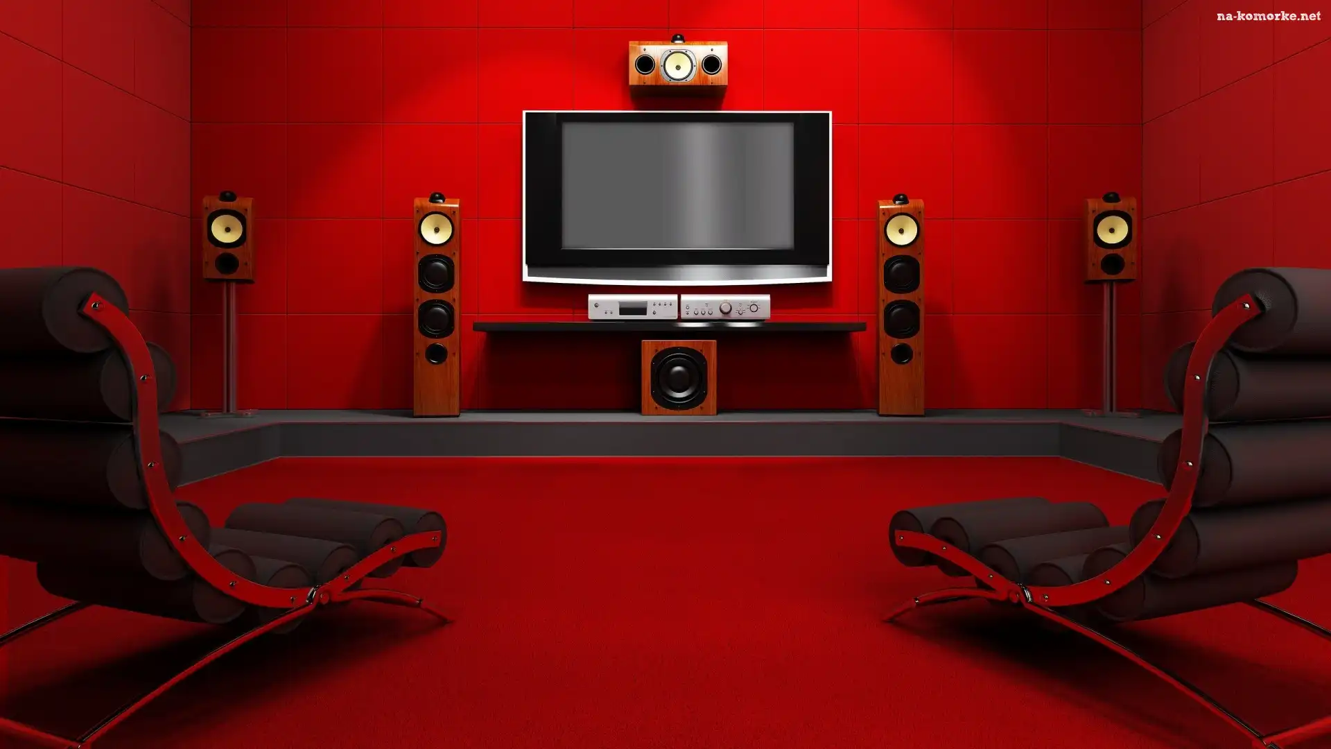 Audio-Video, Pokój, Czerwony, Kino, Domowe