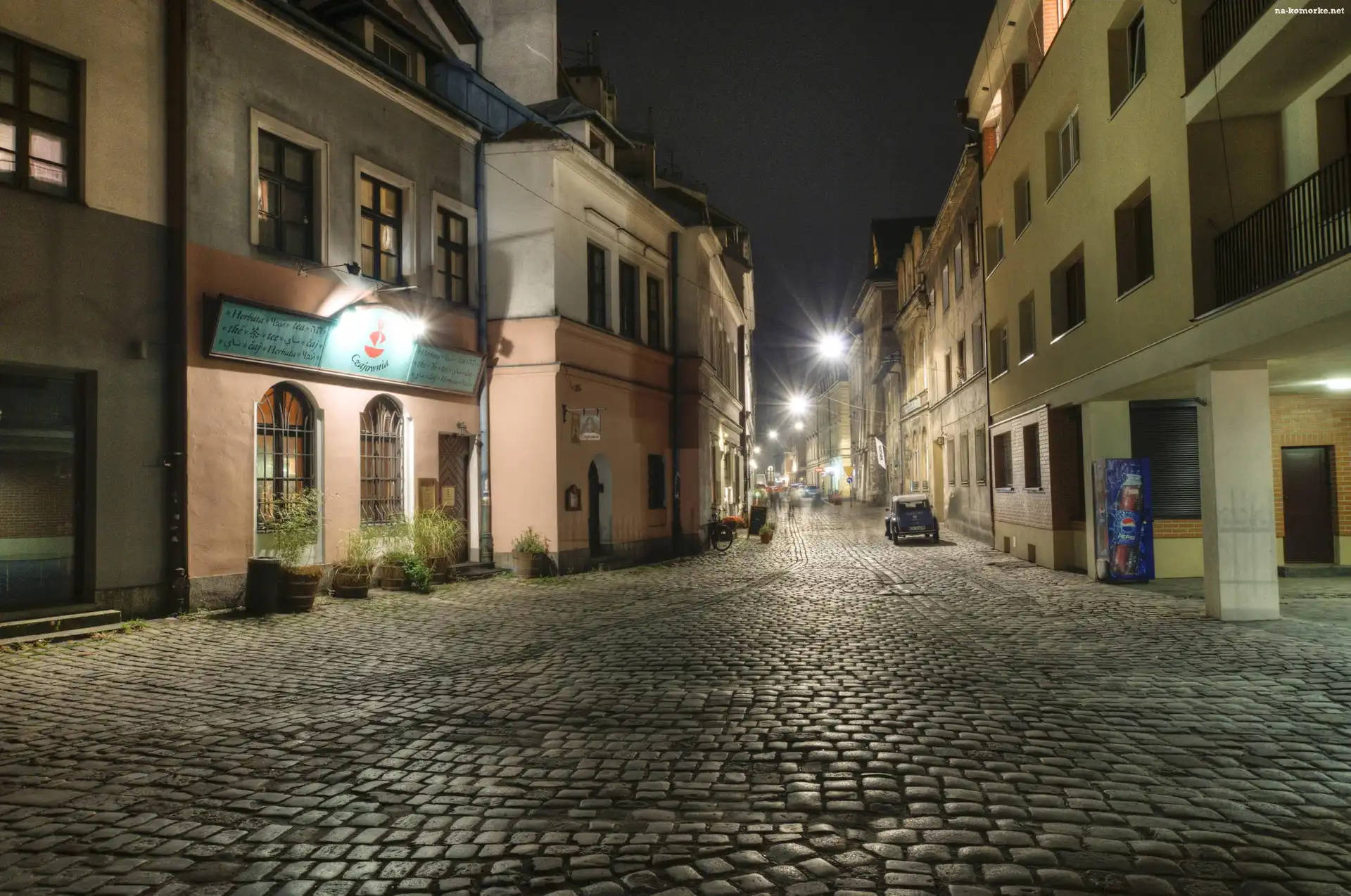 Polska, Budynki, Ulica, Nocą, Kraków