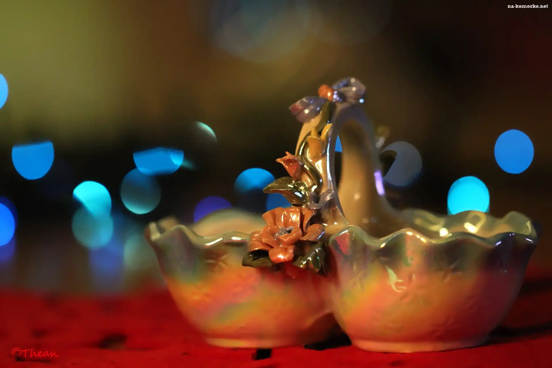 Porcelanowy, Bokeh, Koszyczek, Kwiatki