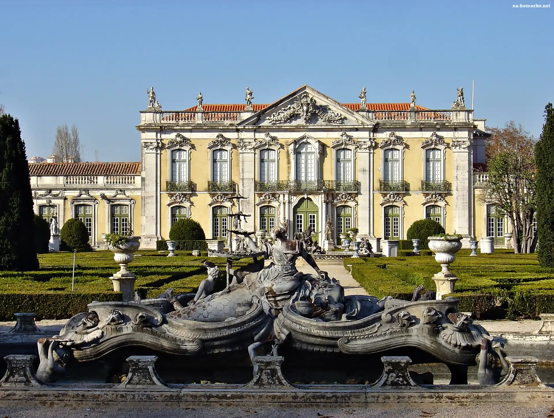 Posągi, Pałac, Królewski, Queluz, Park