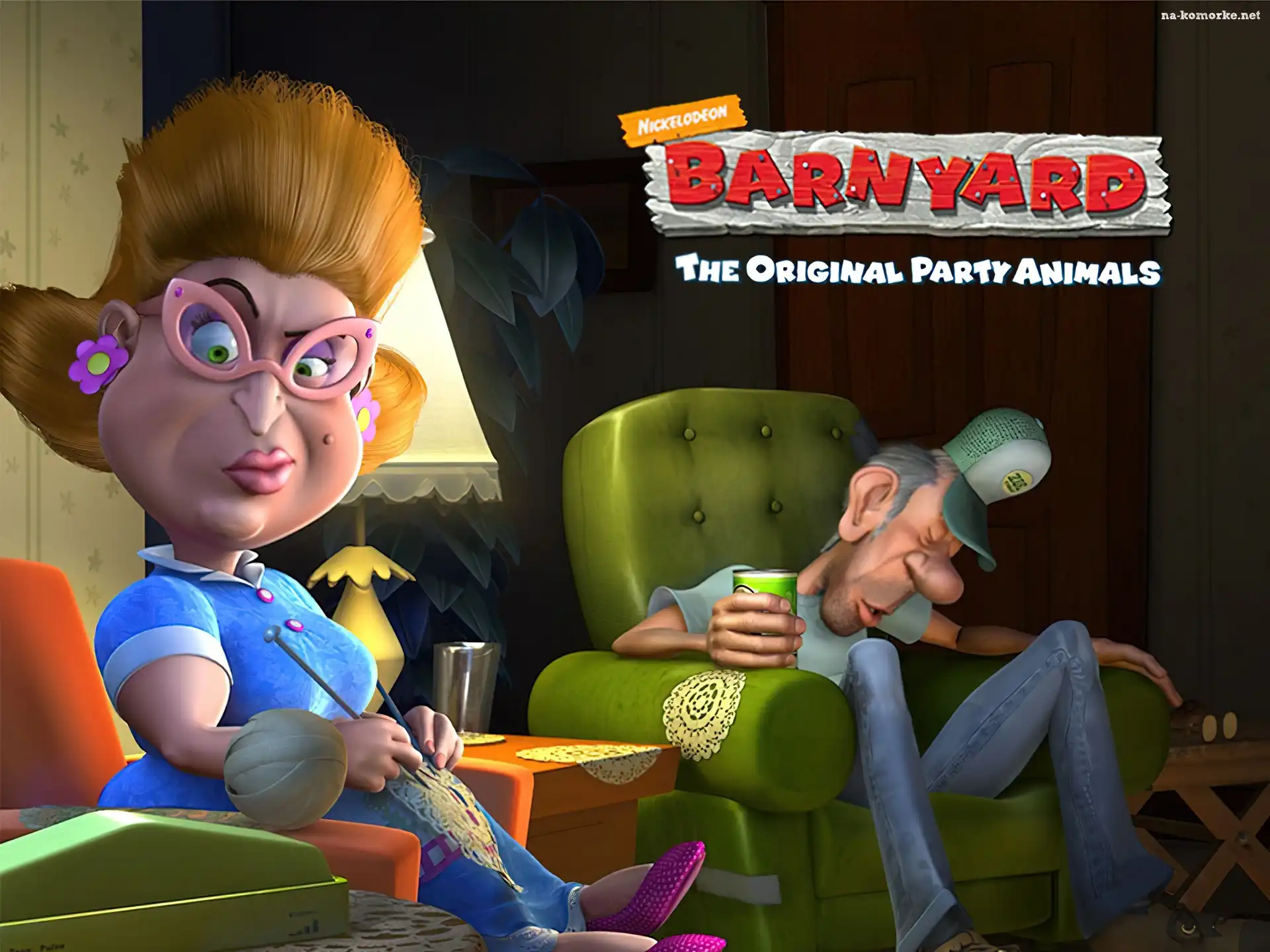 Barnyard, pokój, Krowy na wypasie, postacie