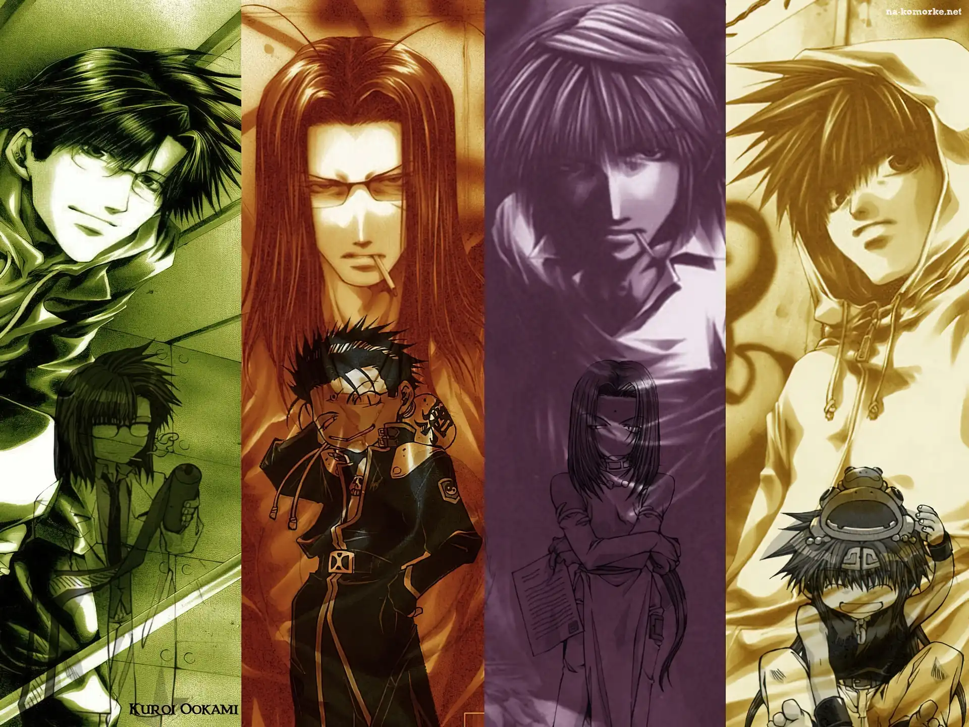 postacie, Saiyuki, cztery, kolory, czare