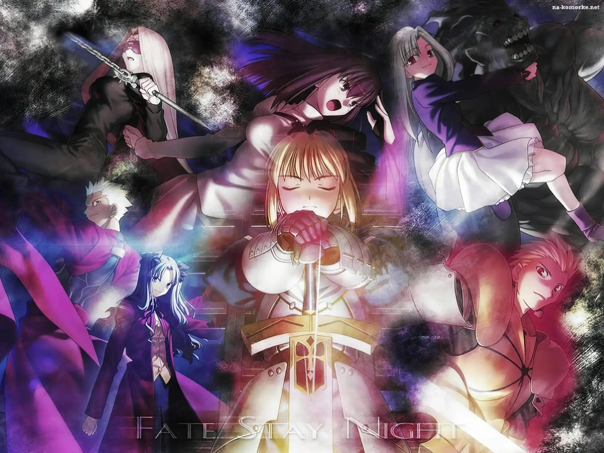 ludzie, postacie, mgła, broń, Fate Stay Night, miecz