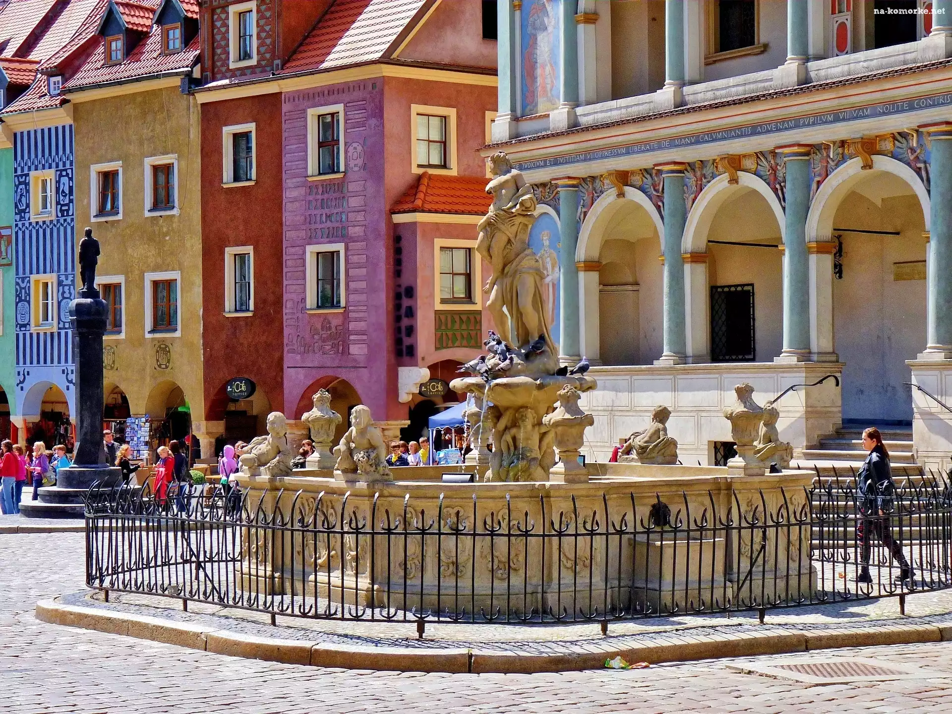 Poznań, Fontanna, Kamieniczki, Stary, Rynek