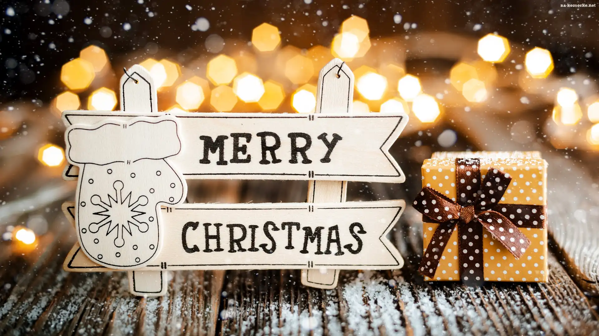 Prezent, ÅšwiÄ…teczna, Tabliczka, Napis, Merry Christmas