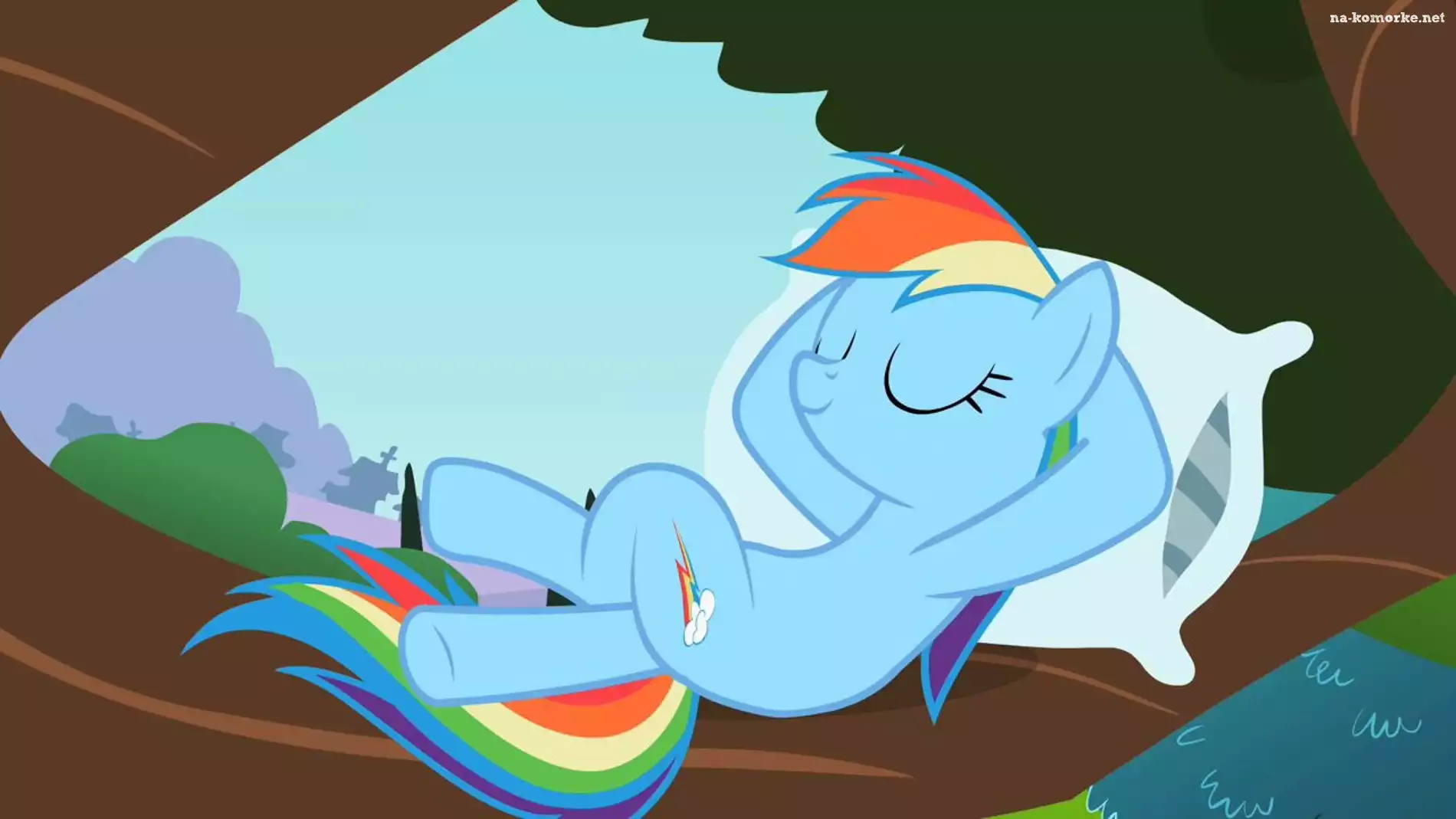 Rainbow Dash, Leży, Poduszka
