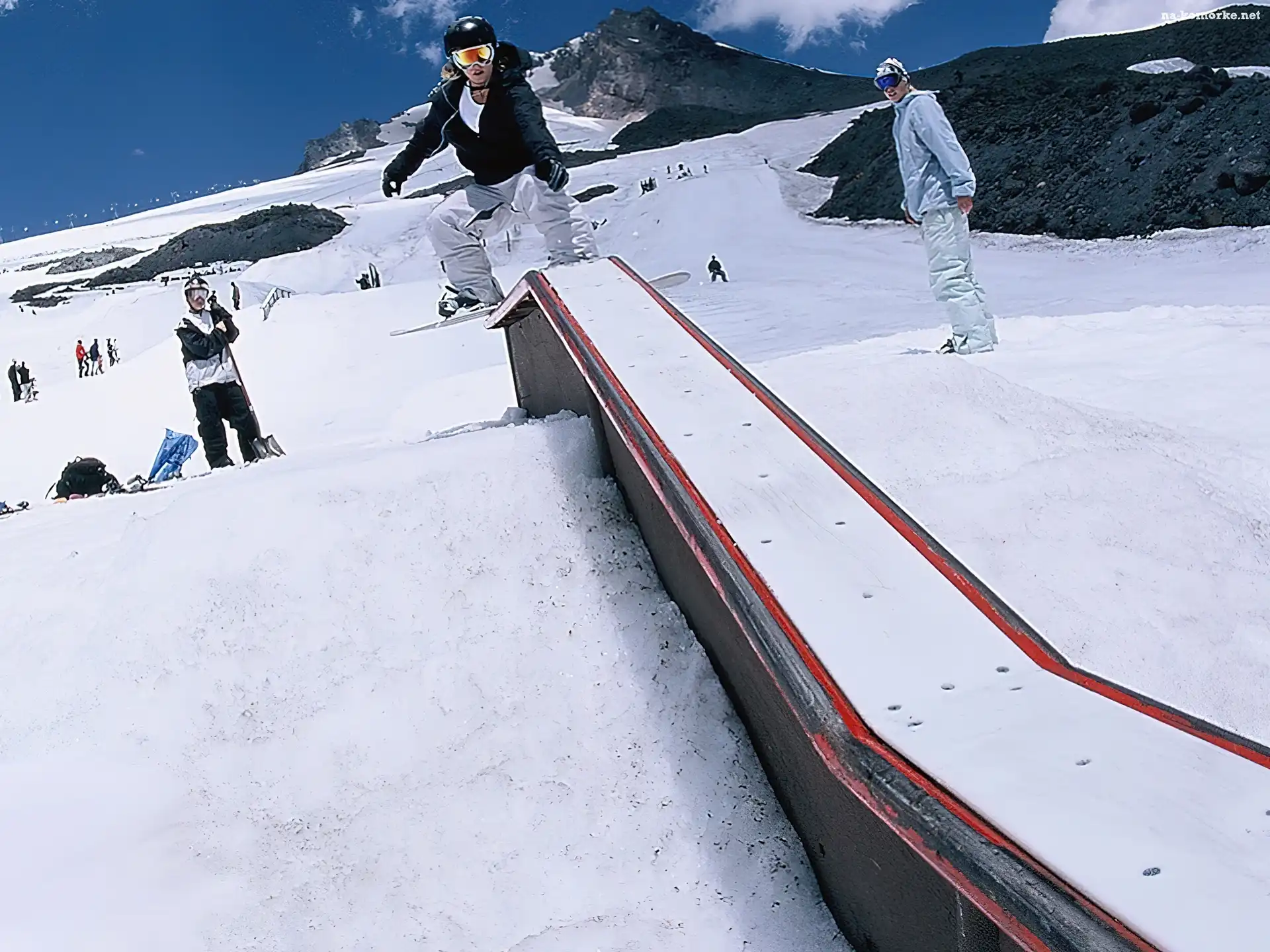 rampa, Snowbording, deska , śnieg, zima