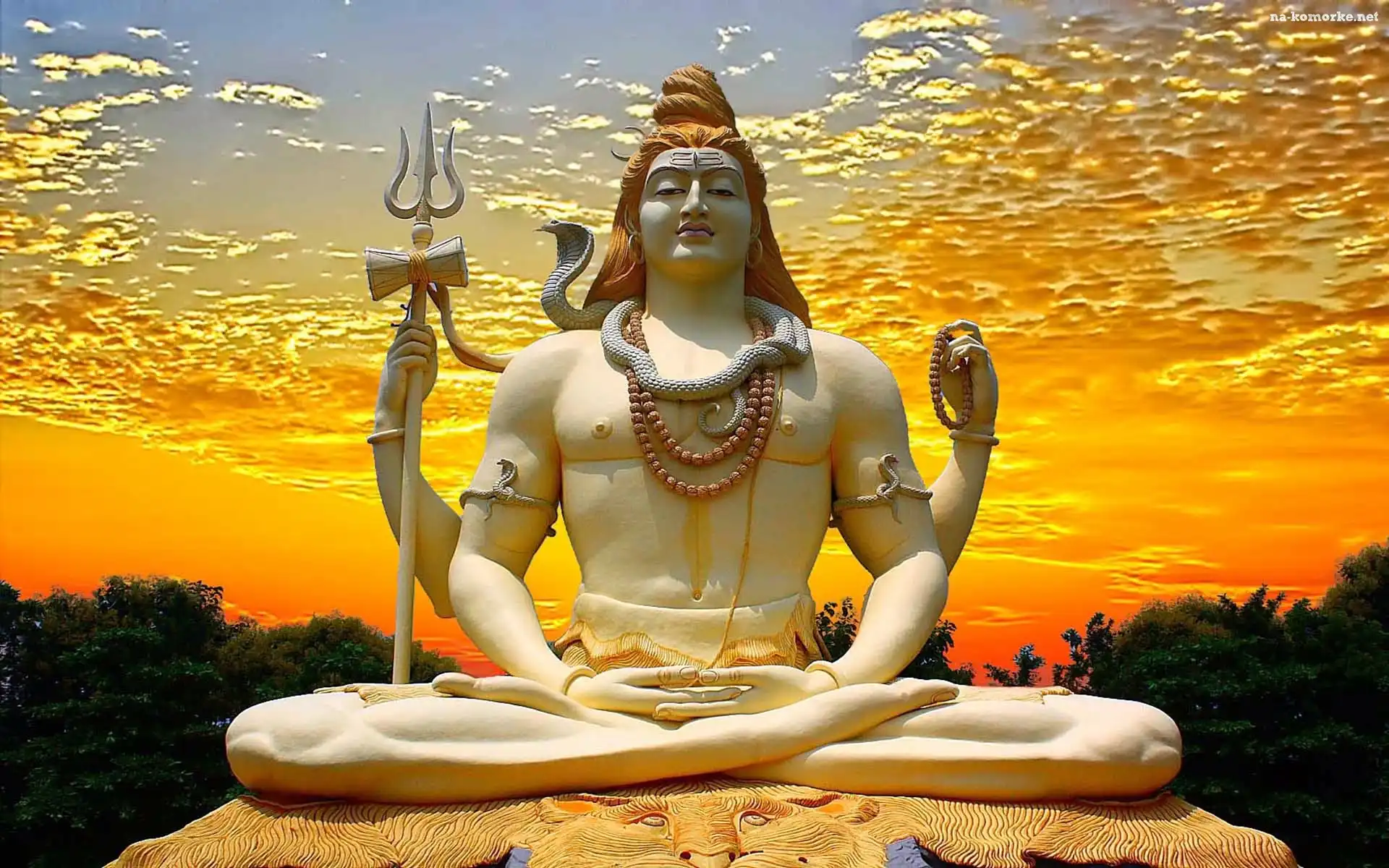 Ręce, Budda, Posąg, Słońca, Kobra, Zachód