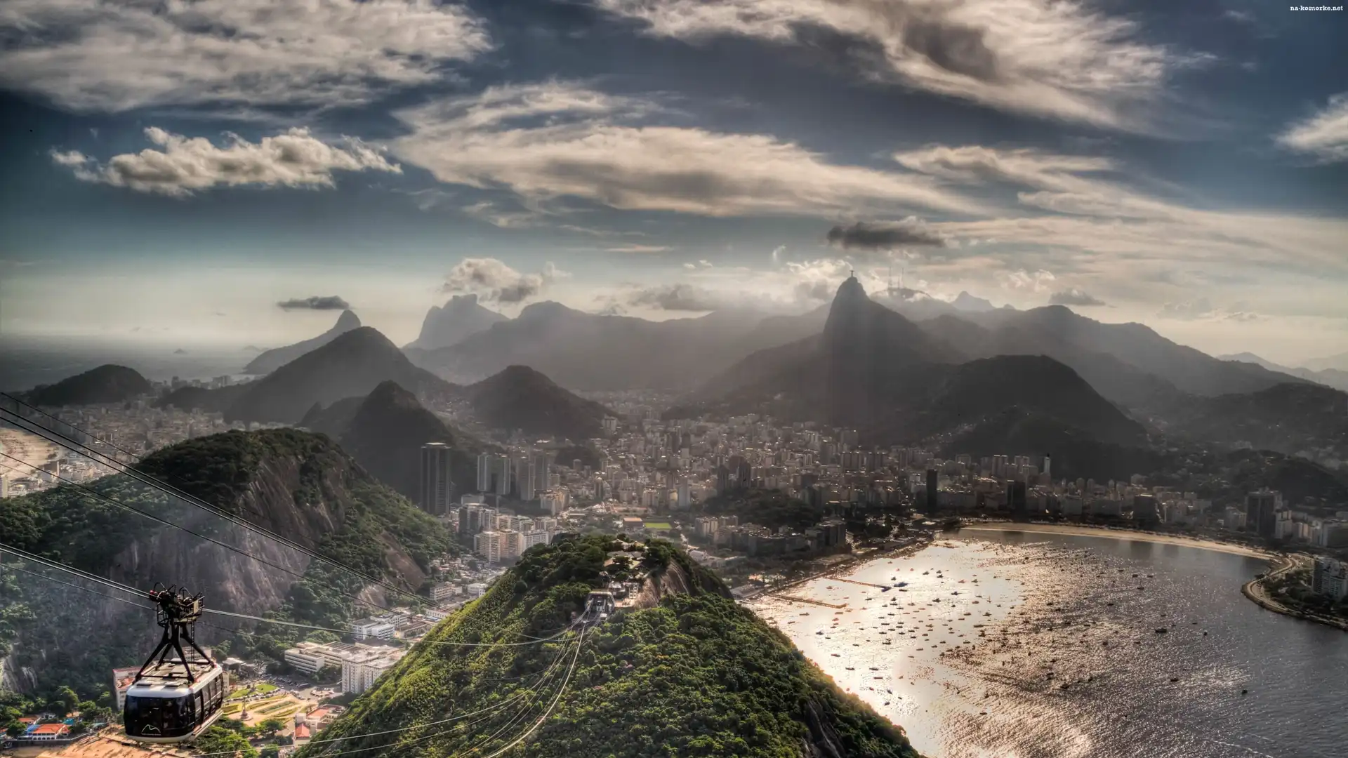 Góry, Rio De Janeiro, Brazylia, Ocean, Miasto, Las