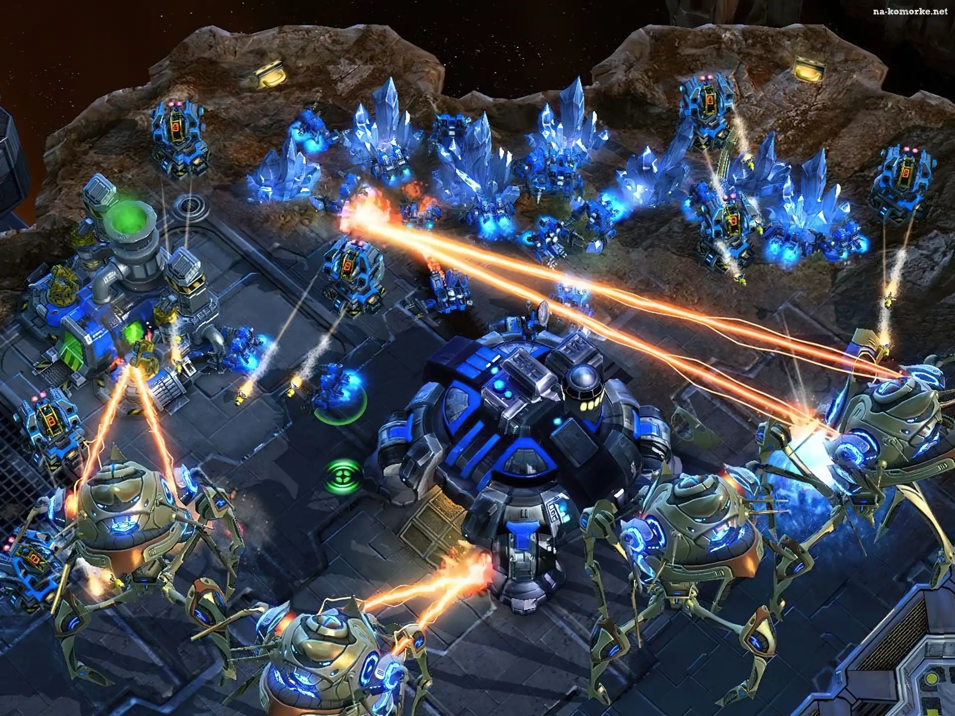 roboty, Starcraft 2, miasto, laser, kosmos