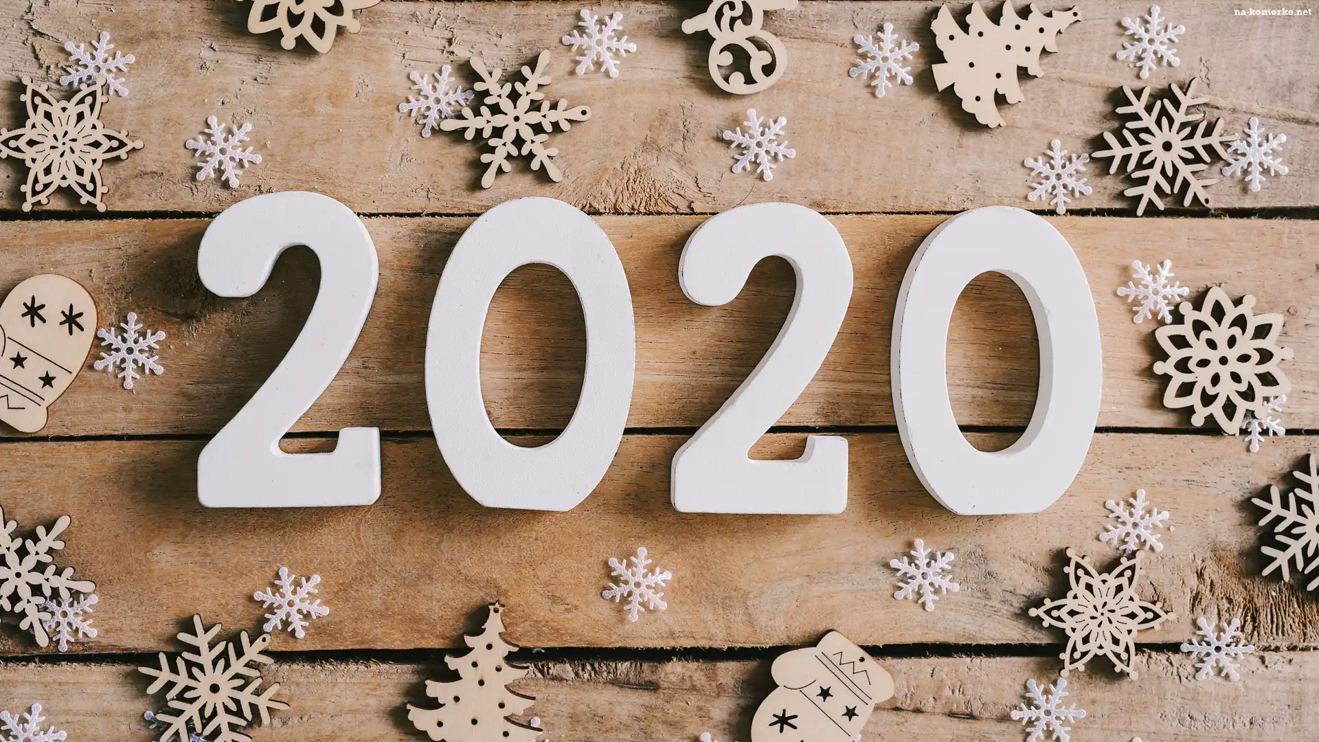 Nowy Rok, Ozdoby, Deski, Cyfry, 2020, Śnieżynki, Świąteczne