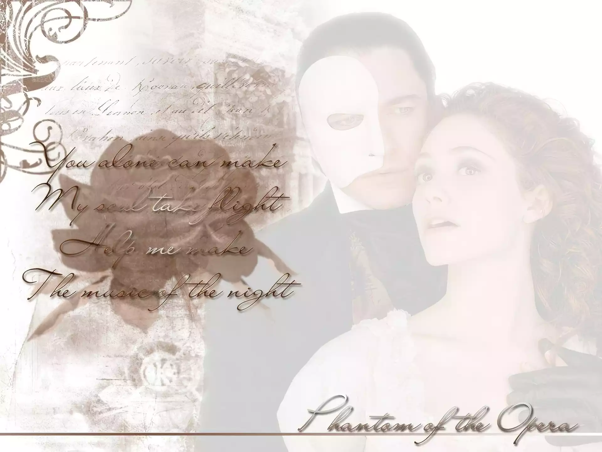 Gerard Butler, jasno, wiersz, Phantom Of The Opera, Emmy Rossum