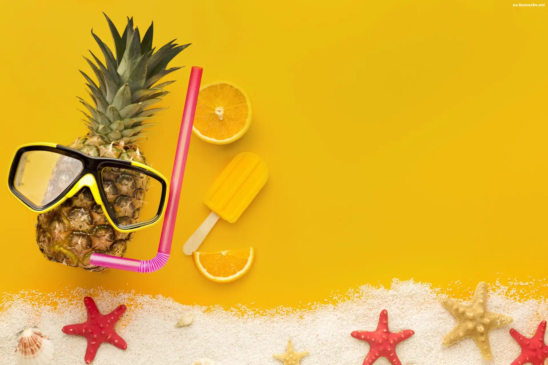 Rozgwiazdy, Ananas, Piasek, Kompozycja, Lody, Muszelki