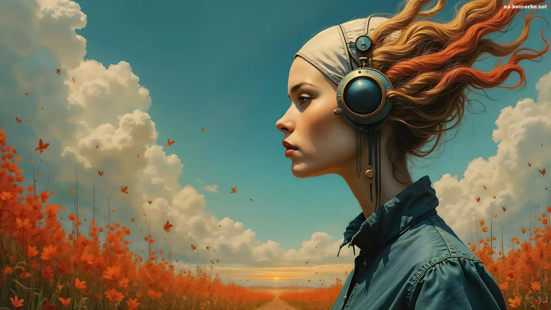 Rudowłosa, Słuchawki, Kobieta