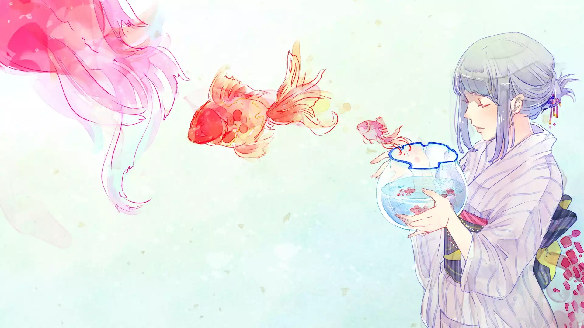 Dziewczyna, Ryby, Anime