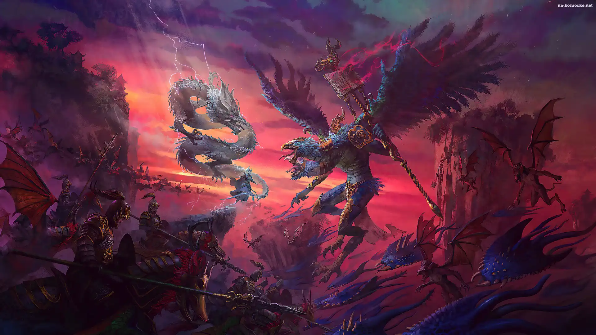 Rycerze, Walka, Gra, Potwory, Gryf, Smok, Total War Warhammer 3