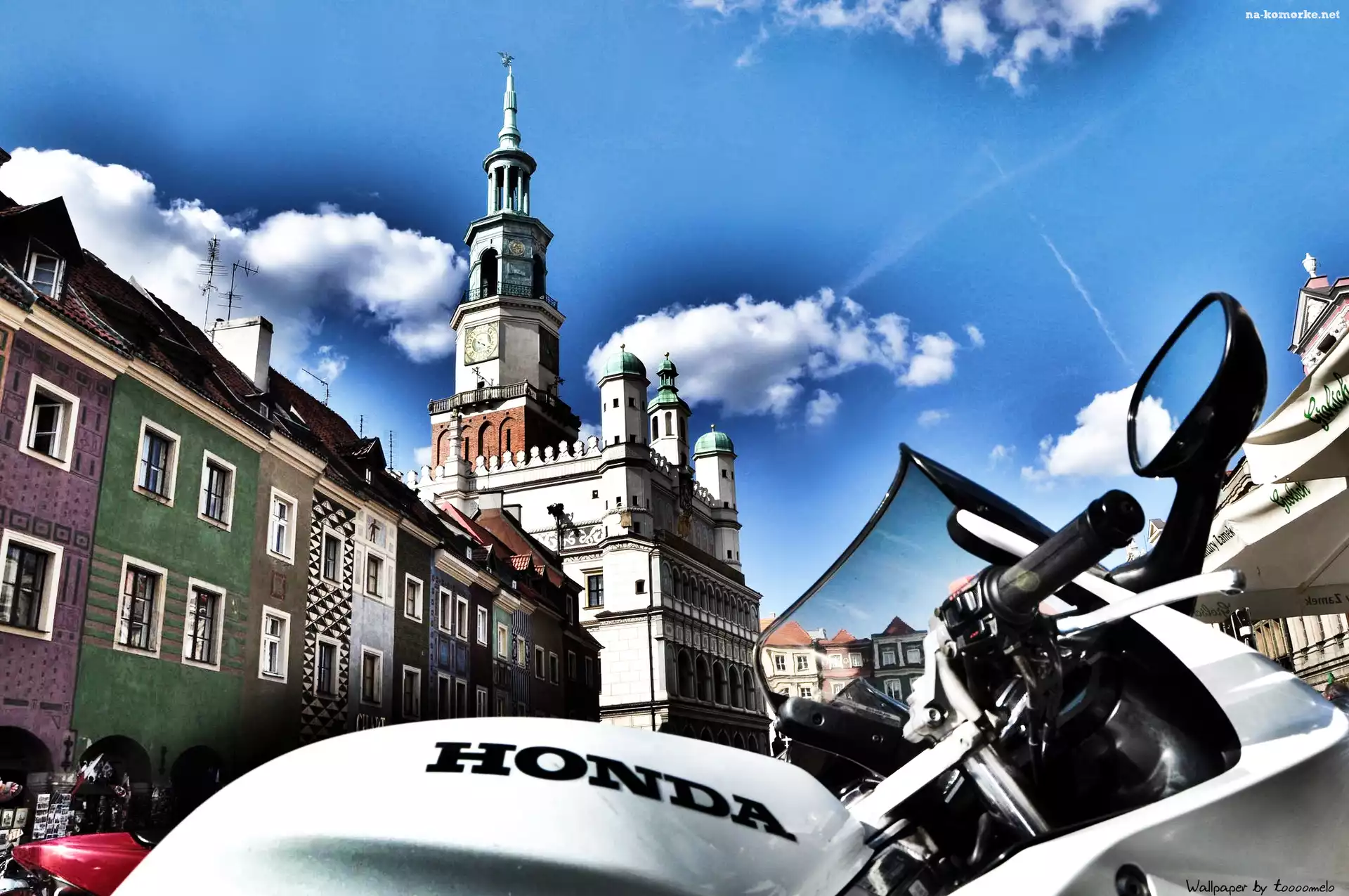 Rynek, Poznań, Ratusz, Motocykl, Stary, Honda