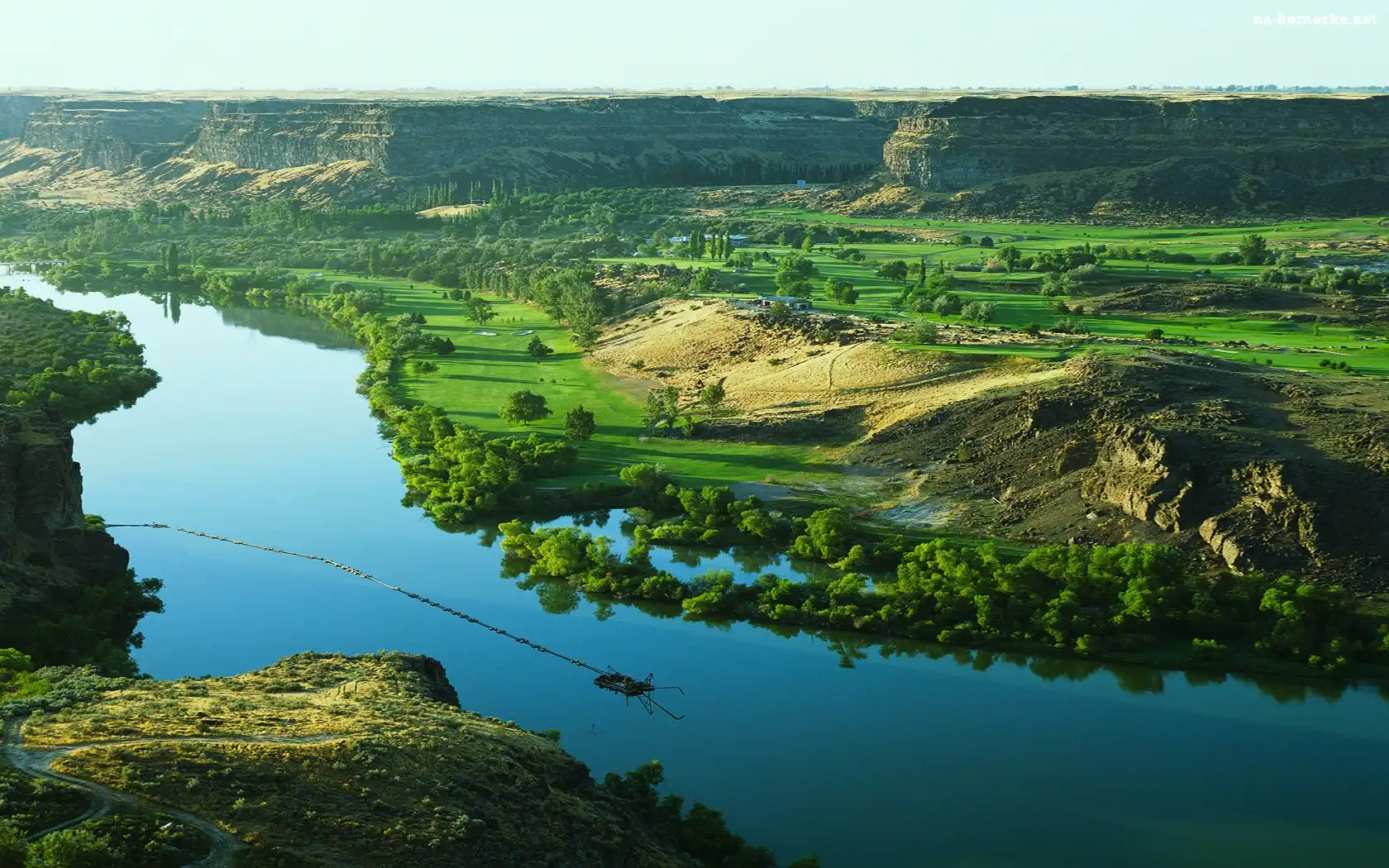 Rzeka, Panorama, Góry, Drzewa