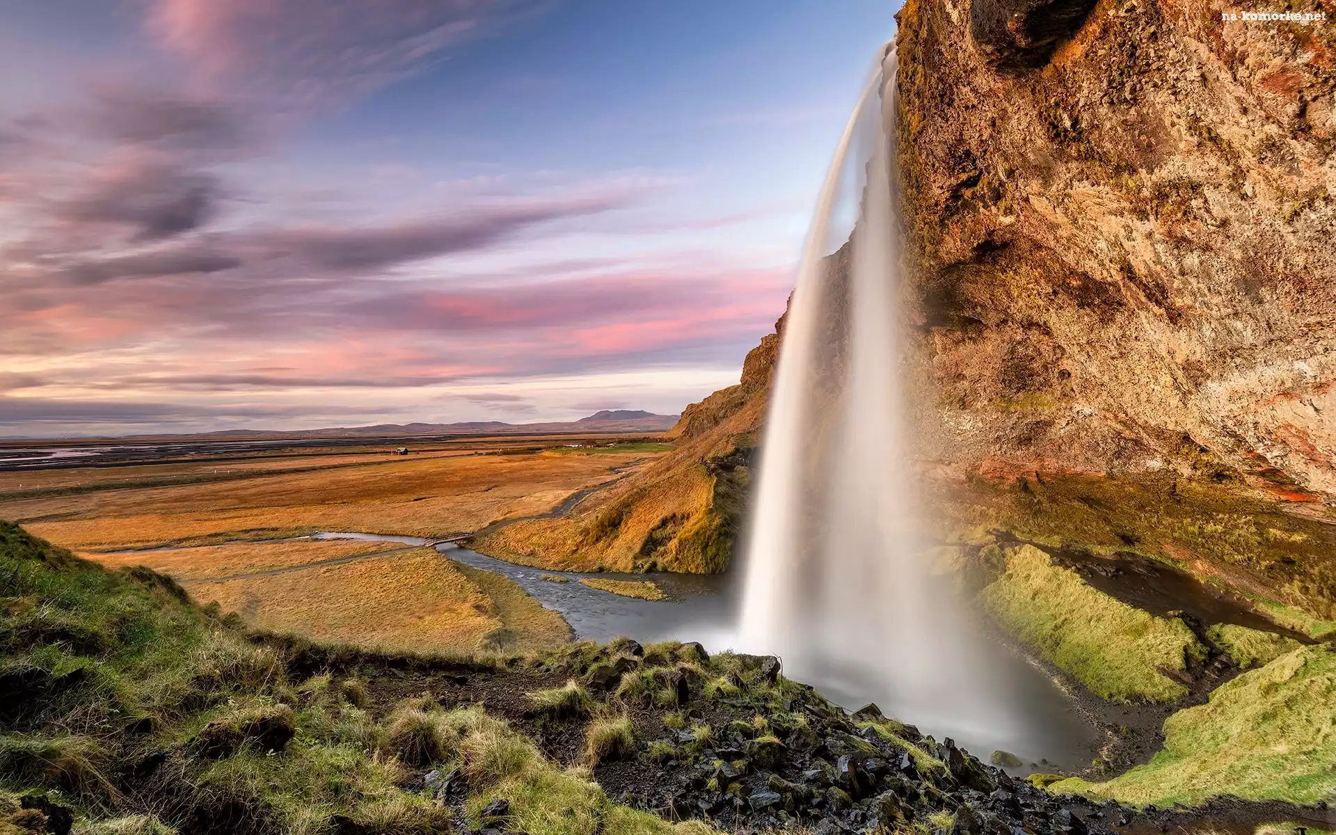 Skała, Rzeka, Islandia, Wodospad Seljalandsfoss