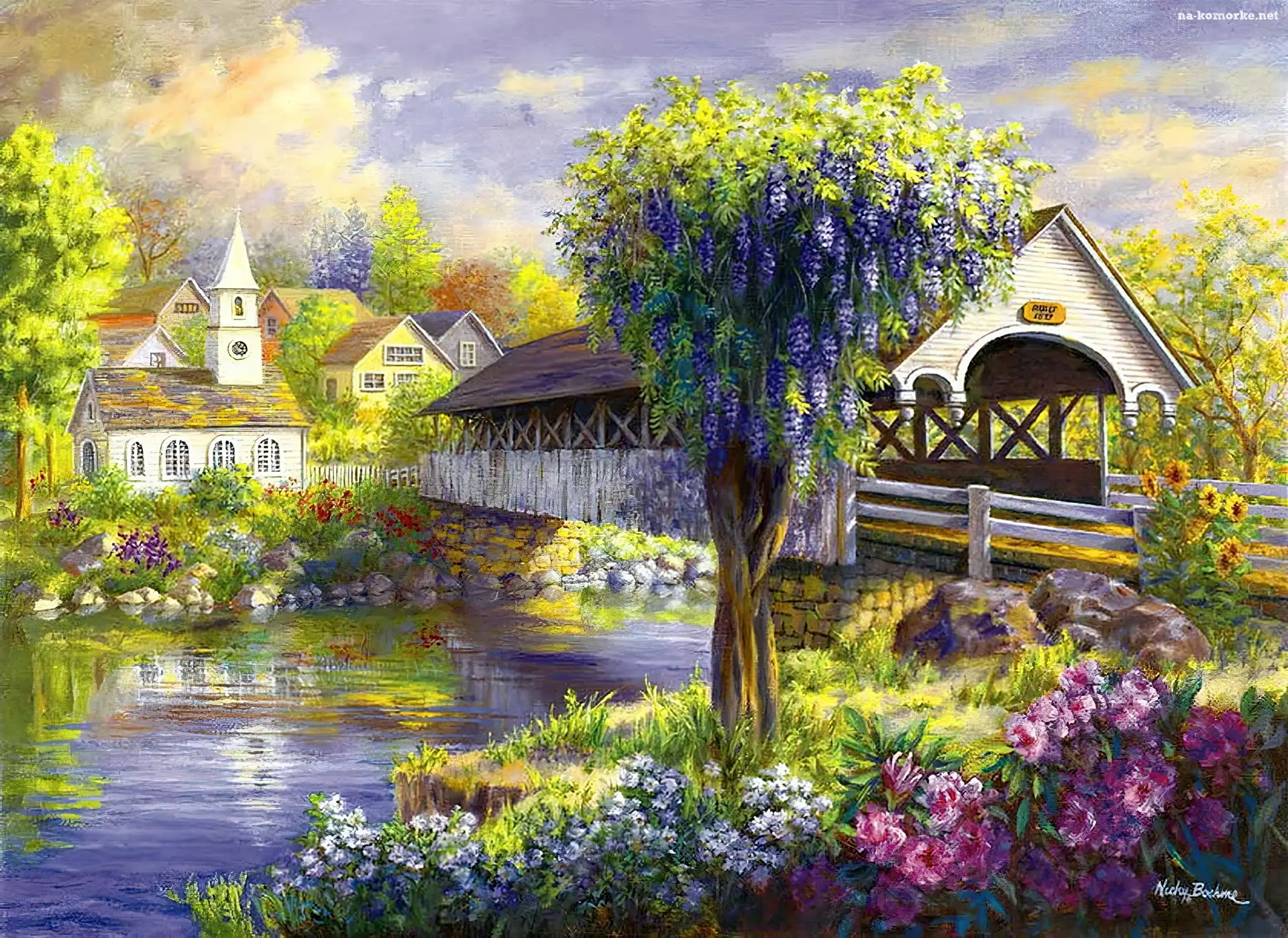 Rzeka, Domy, Kryty, Most