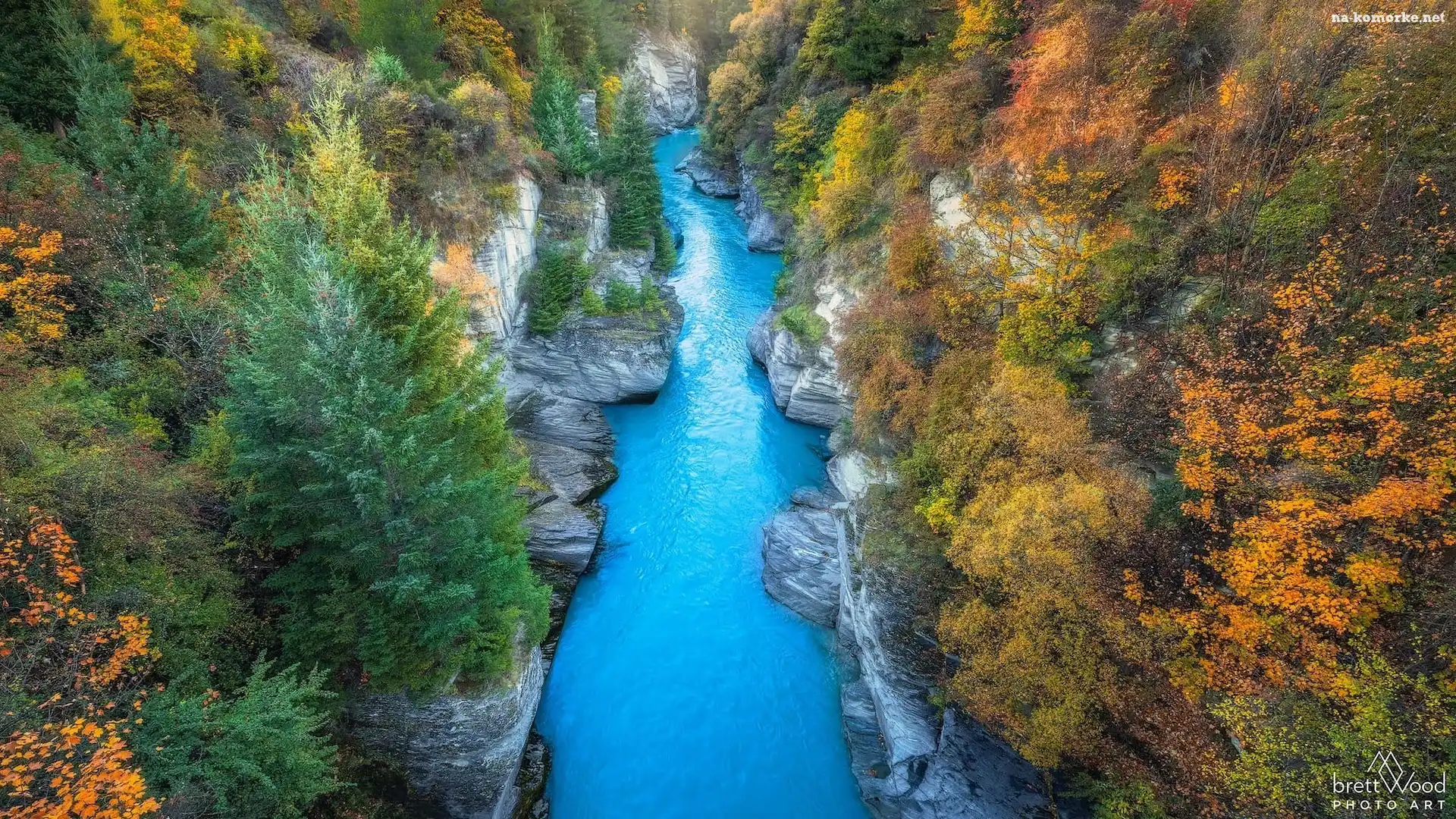 Rzeka, Jesień, Skały, Nowa Zelandia, Wąwóz, Drzewa, Shotover River, Queenstown
