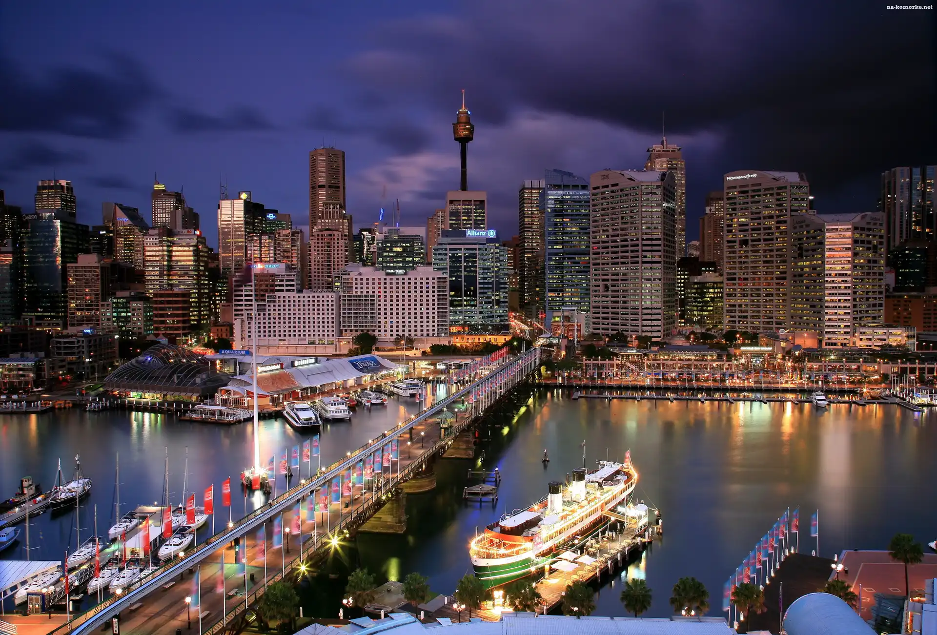 Rzeka, Sydney, Australia, Wieżowce, Most