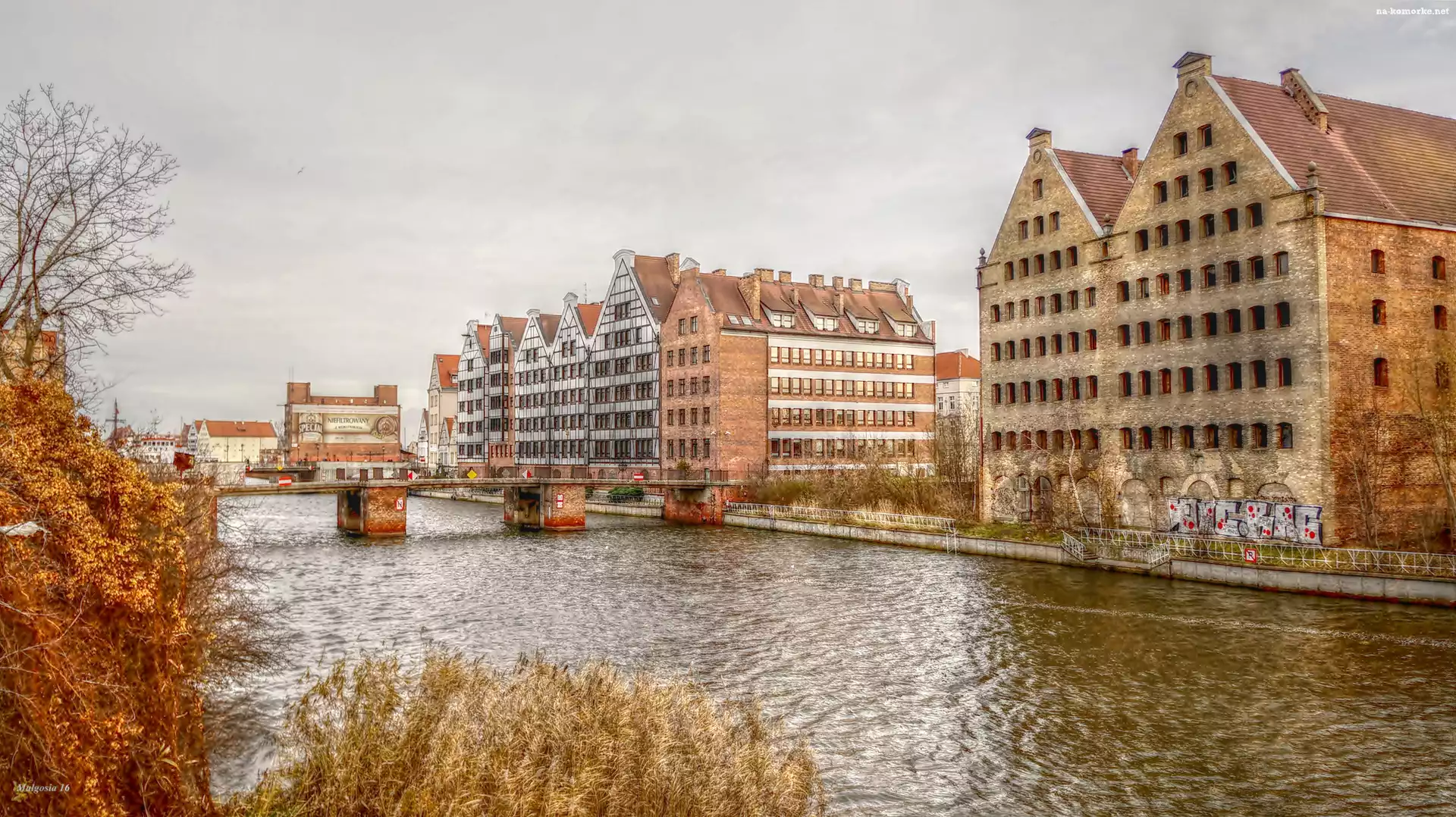 Rzeka, Kamienice, Gdańsk, HDR, Woda, Motława
