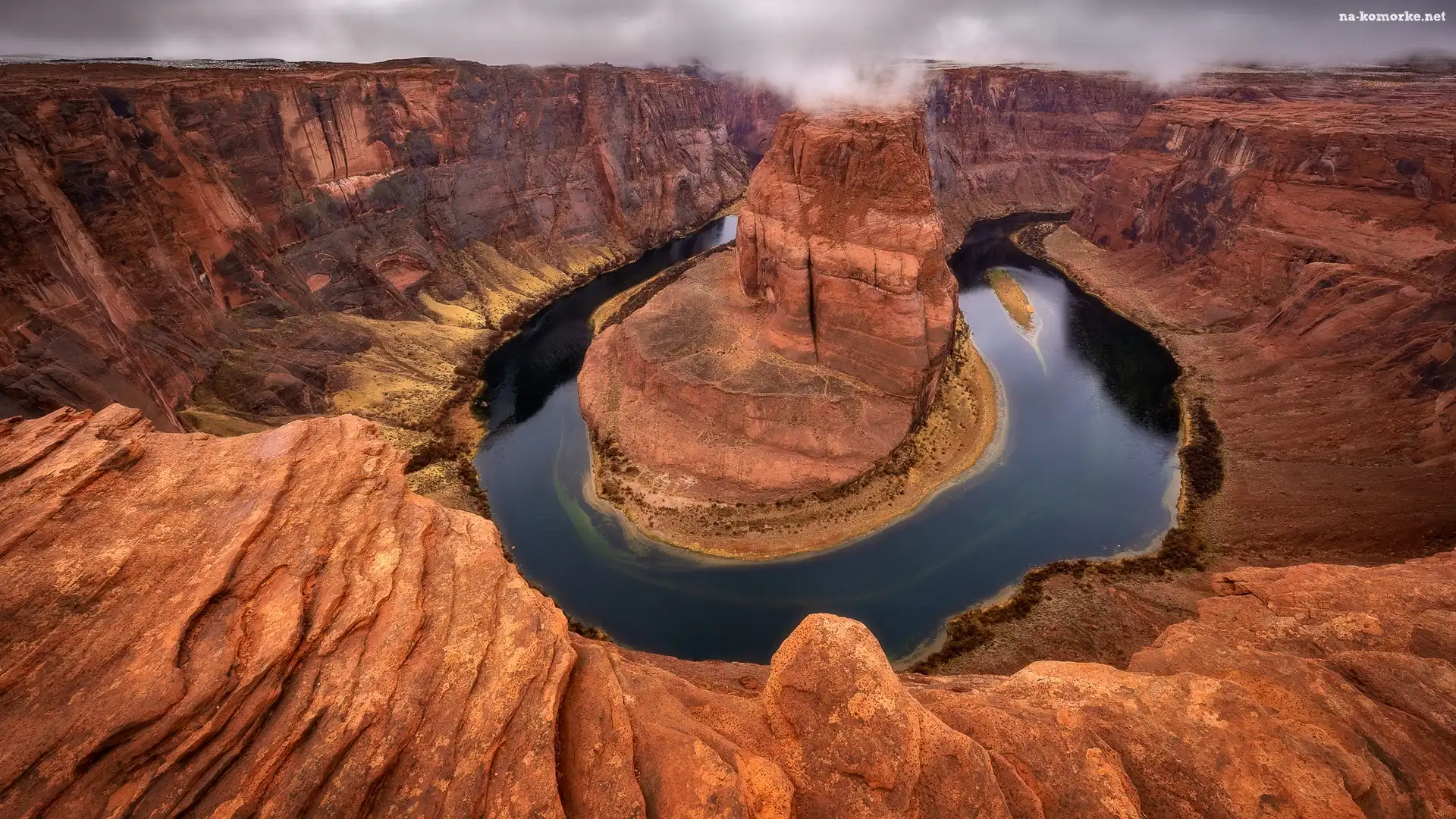 Rzeka, Kanion, Horseshoe Bend, Kolorado River, Stany Zjednoczone, Park Narodowy Glen Canyon, Arizona, Zakole, Skały