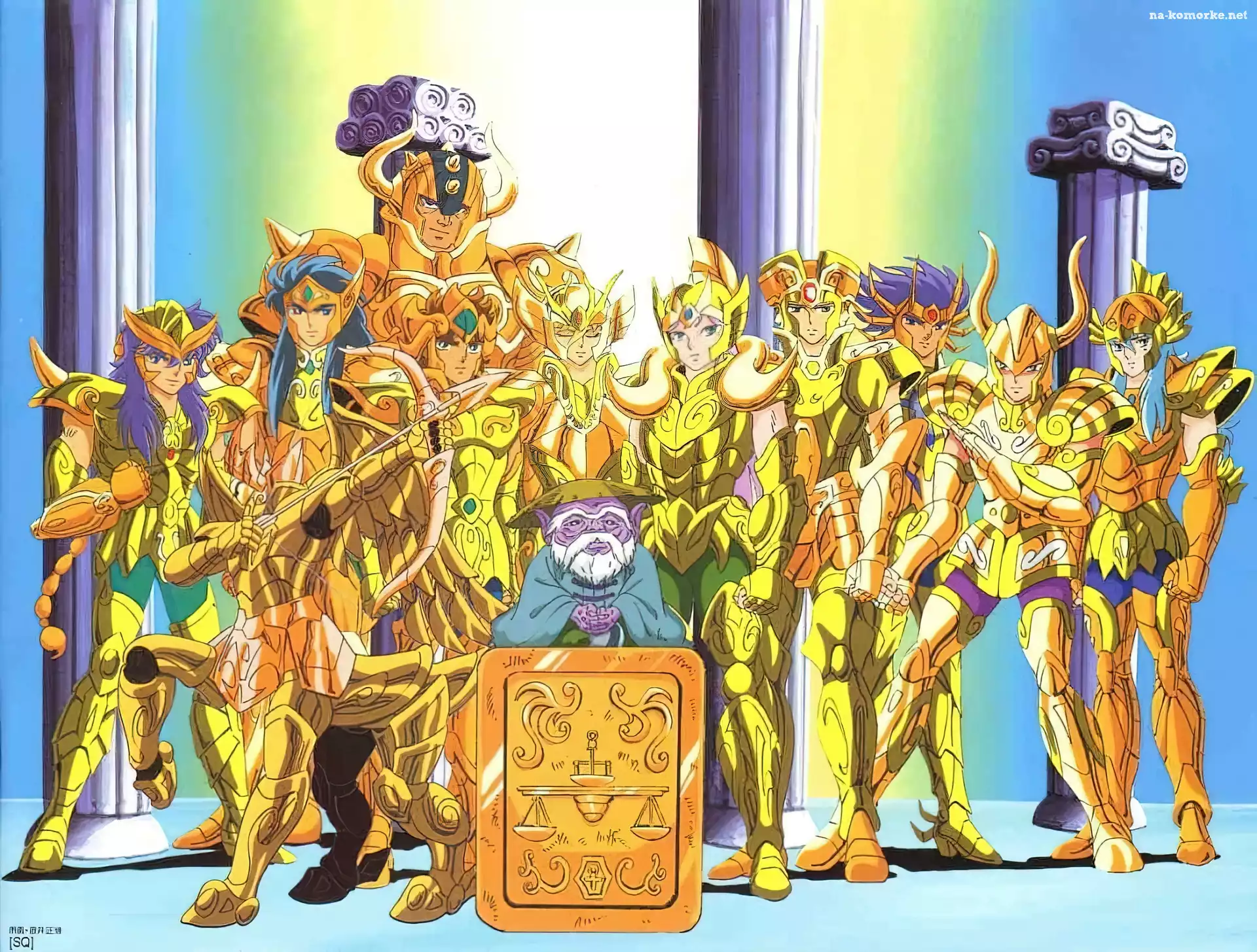 ludzie, kolumny, Saint Seiya, gold