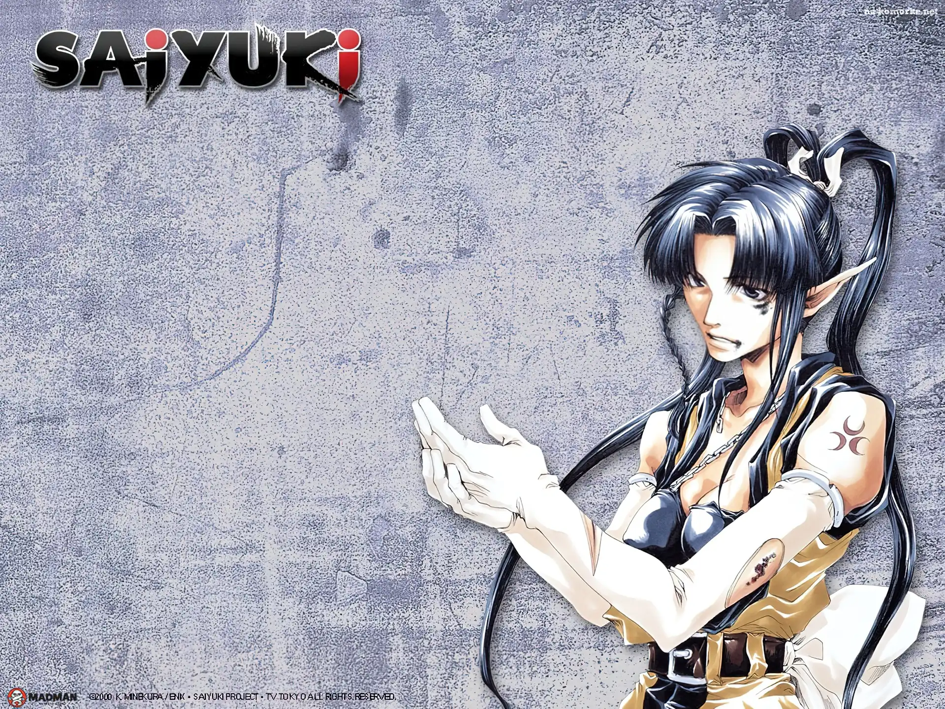 Saiyuki, czarne włosy, białe rękawice