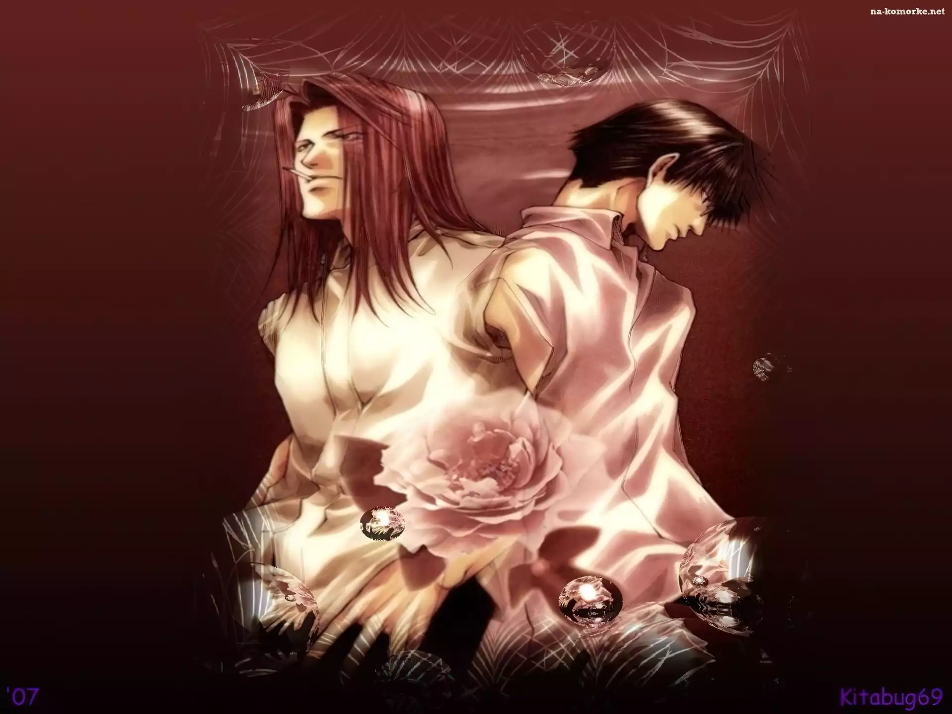 Saiyuki, ludzie, kropla, róża