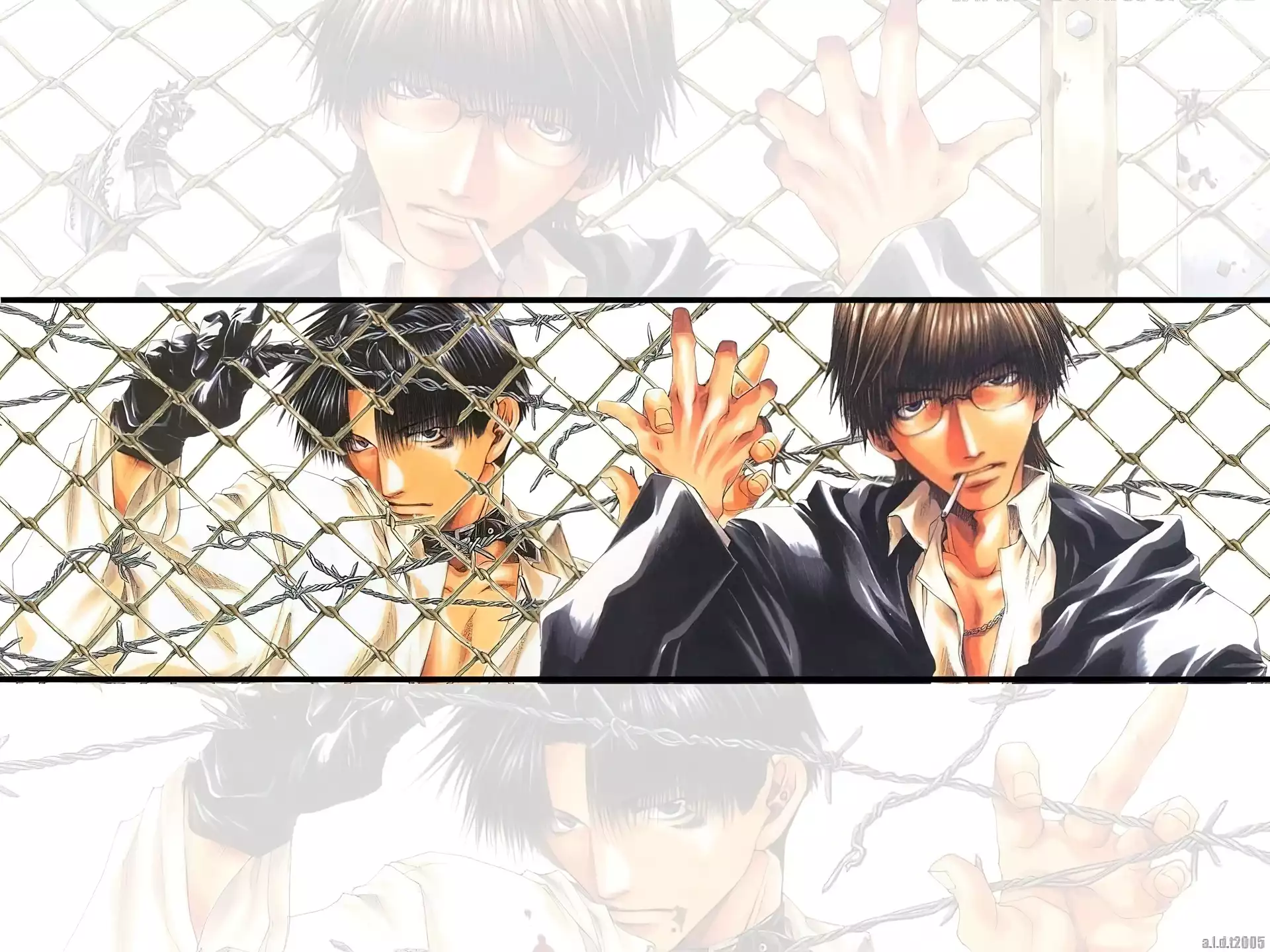okulary, papieros, Saiyuki, ludzie