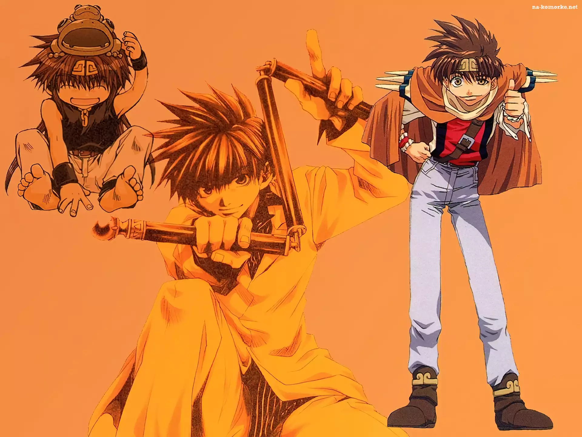 Saiyuki, peleryna, ludzie, nunczako