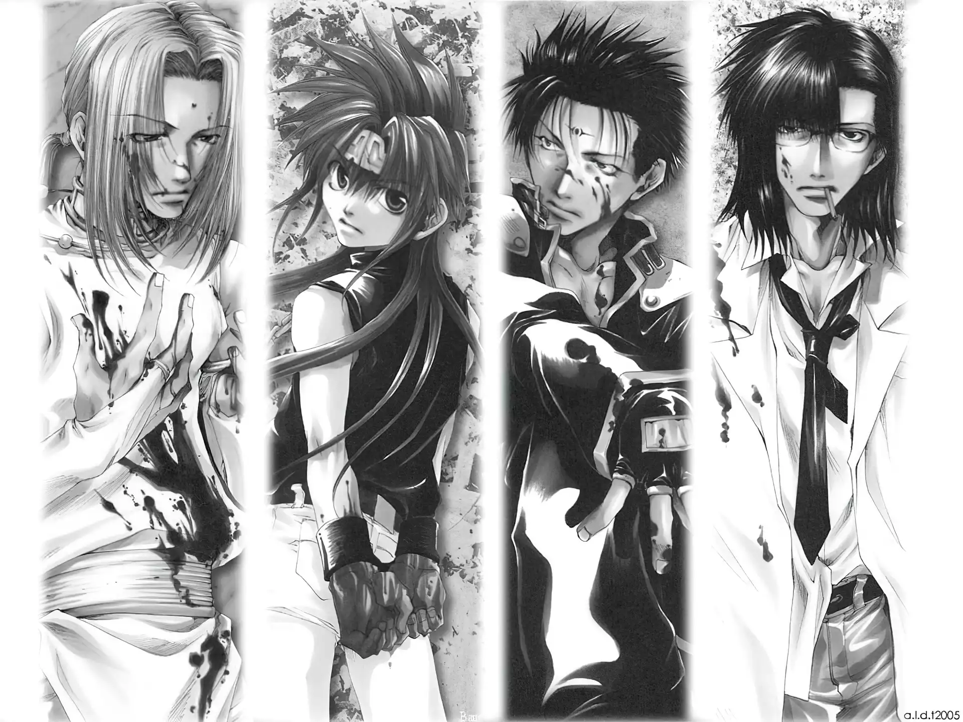 Saiyuki, walka, ludzie, krew