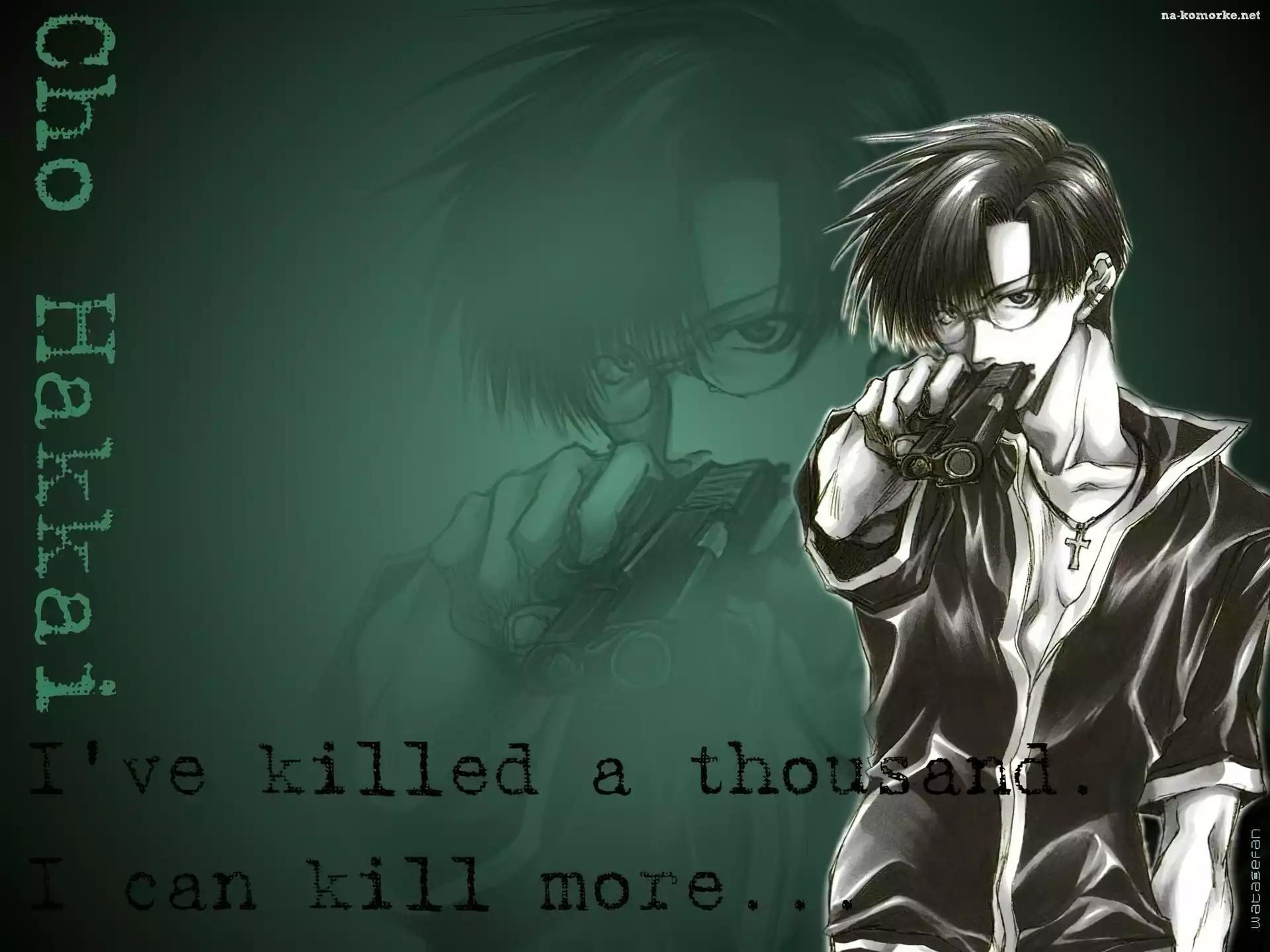 oklulary, pistolet, Saiyuki, morderca