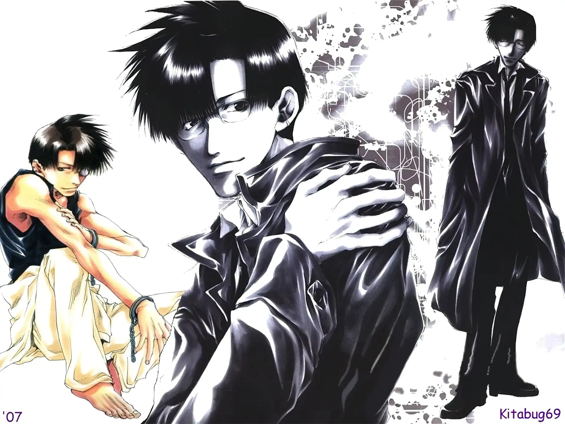 Saiyuki, ludzie, okulary, płaszcz