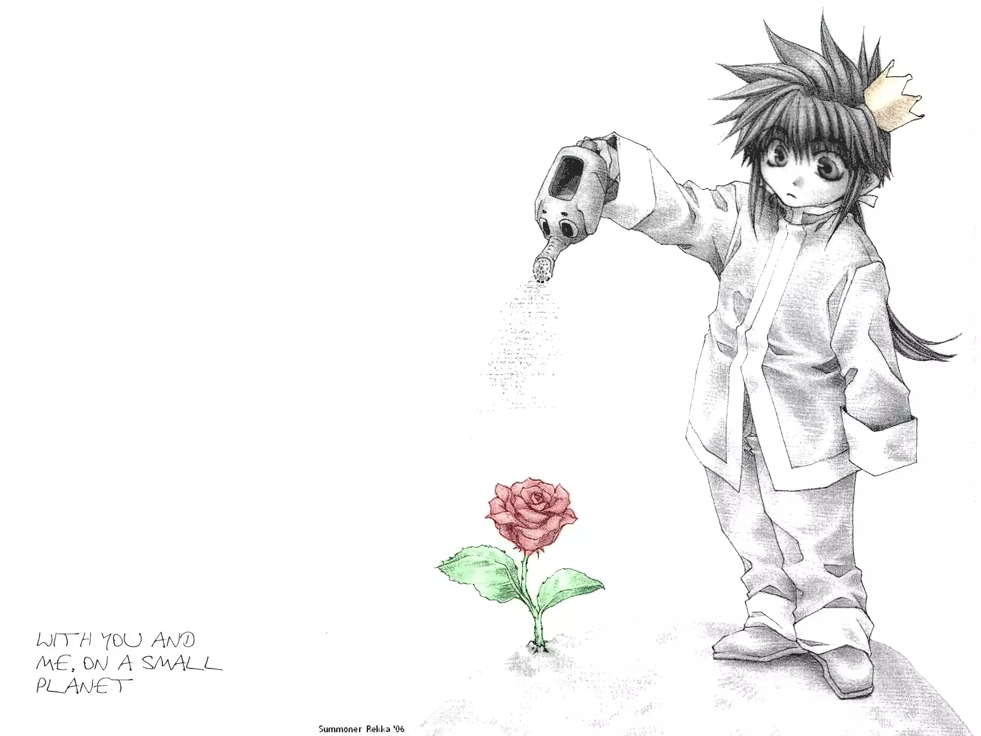 Saiyuki, kwiat, osoba, konewka