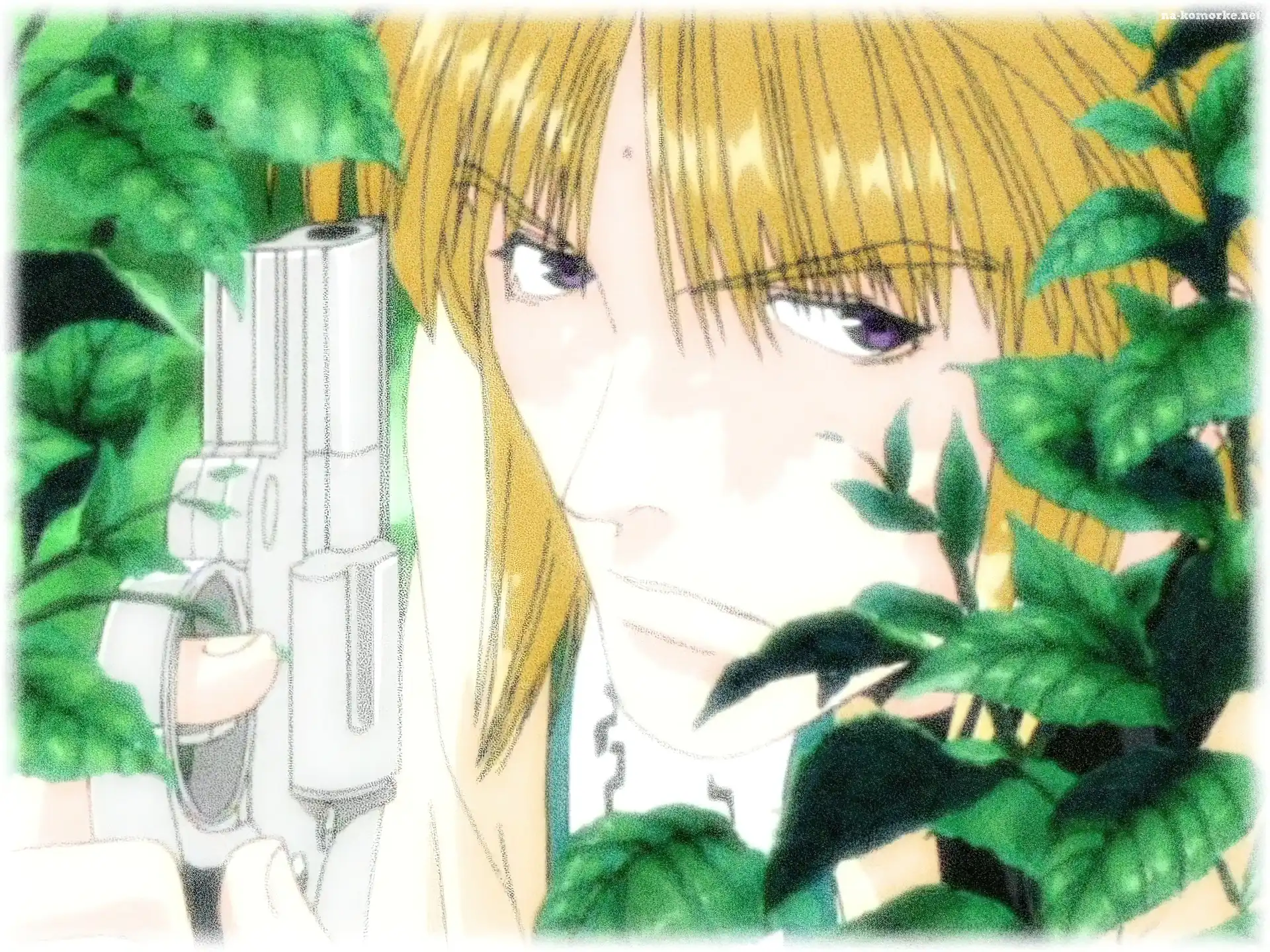 Saiyuki, facet, pistolet, drzewo