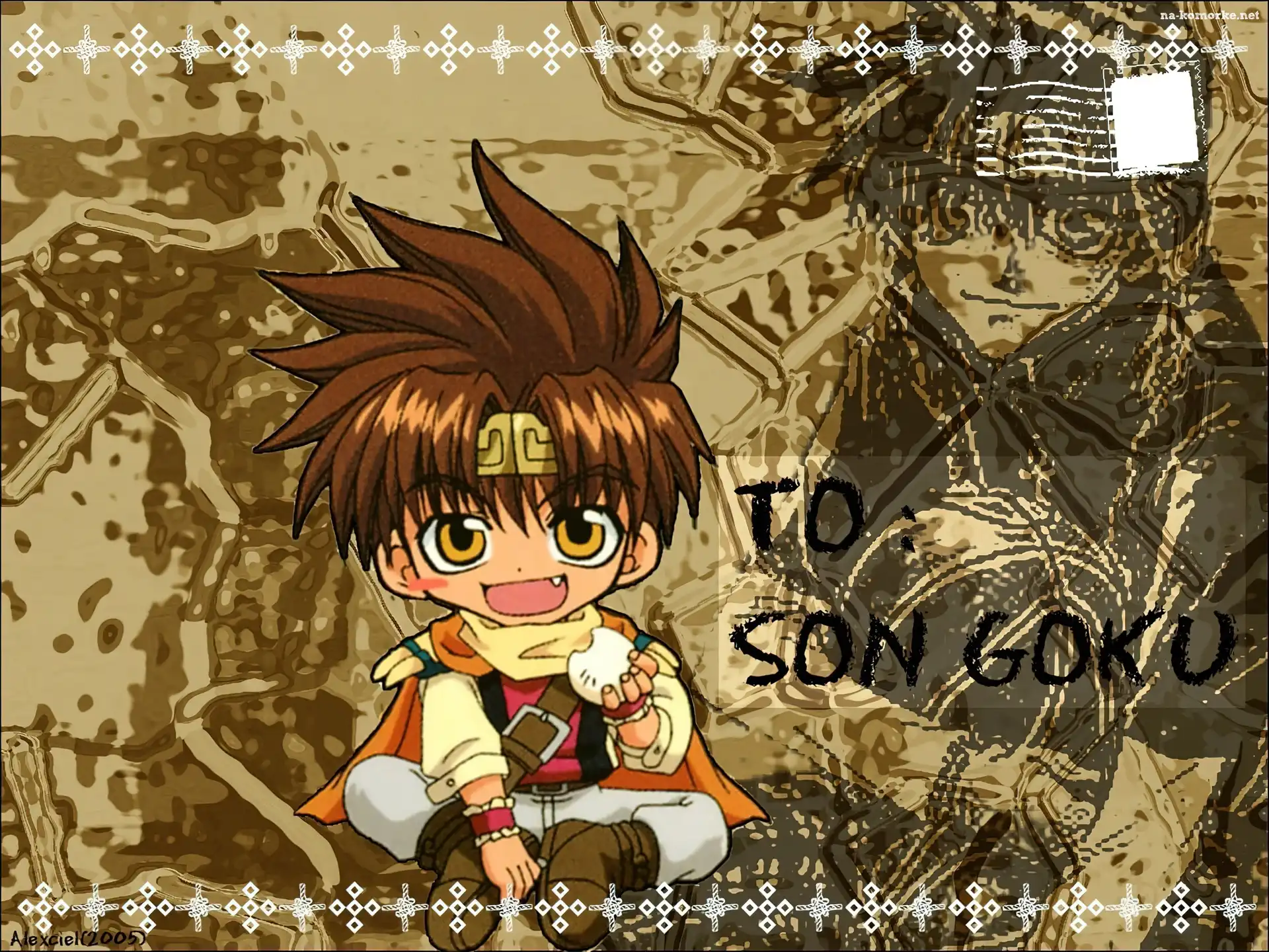 Saiyuki, dziecko, pocztówka, znaczek