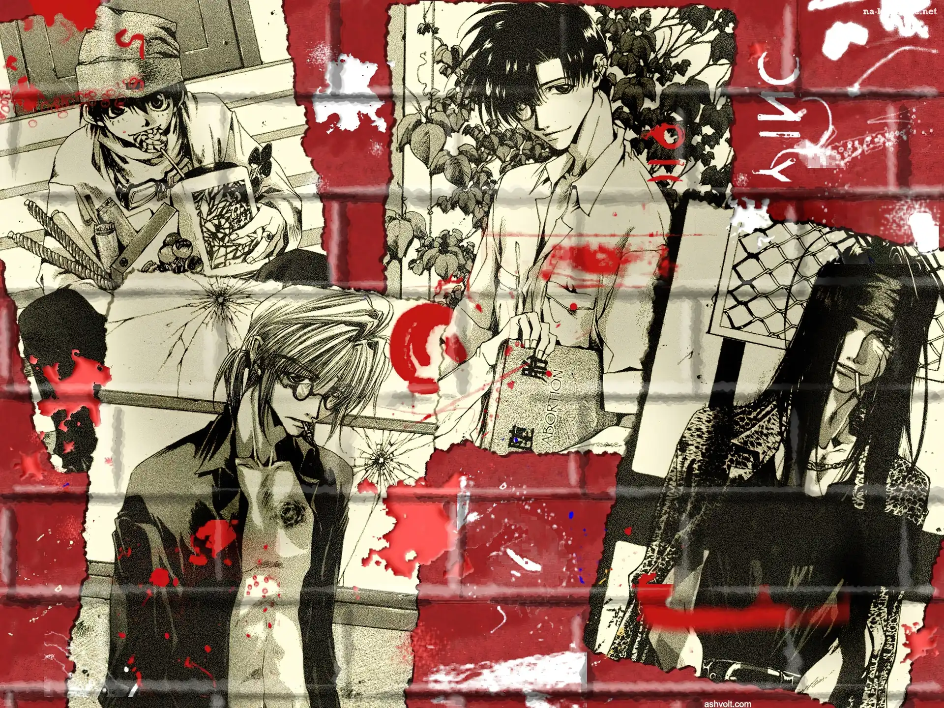 Saiyuki, ludzie, ściana, mur