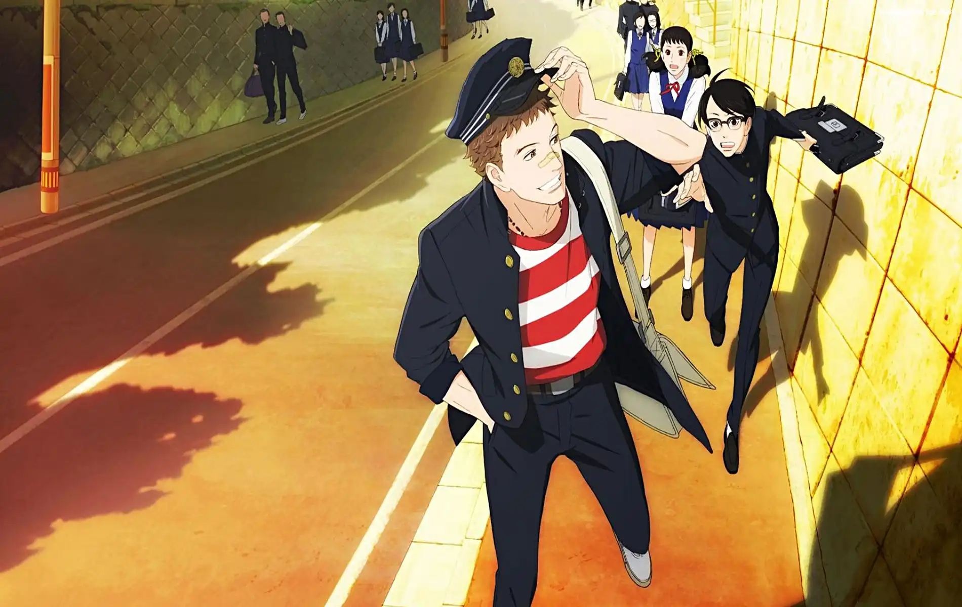 anime, Sakamichi no Apollon, chłopak, mundurek, ulica