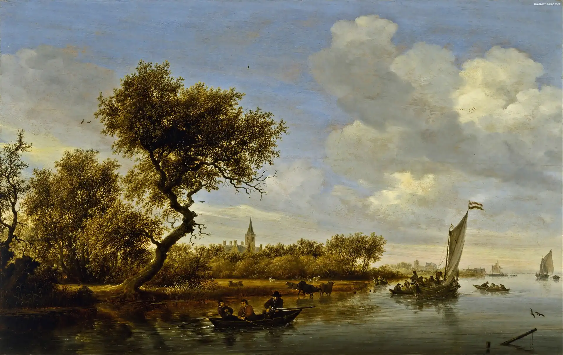 Salomon, Obraz, van Ruysdael, Na Rzece