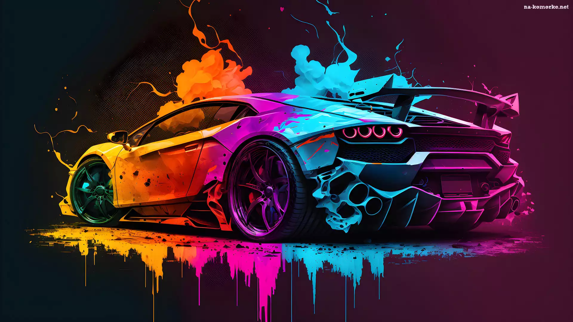 Kolorowe, Lamborghini, Grafika, Samochód