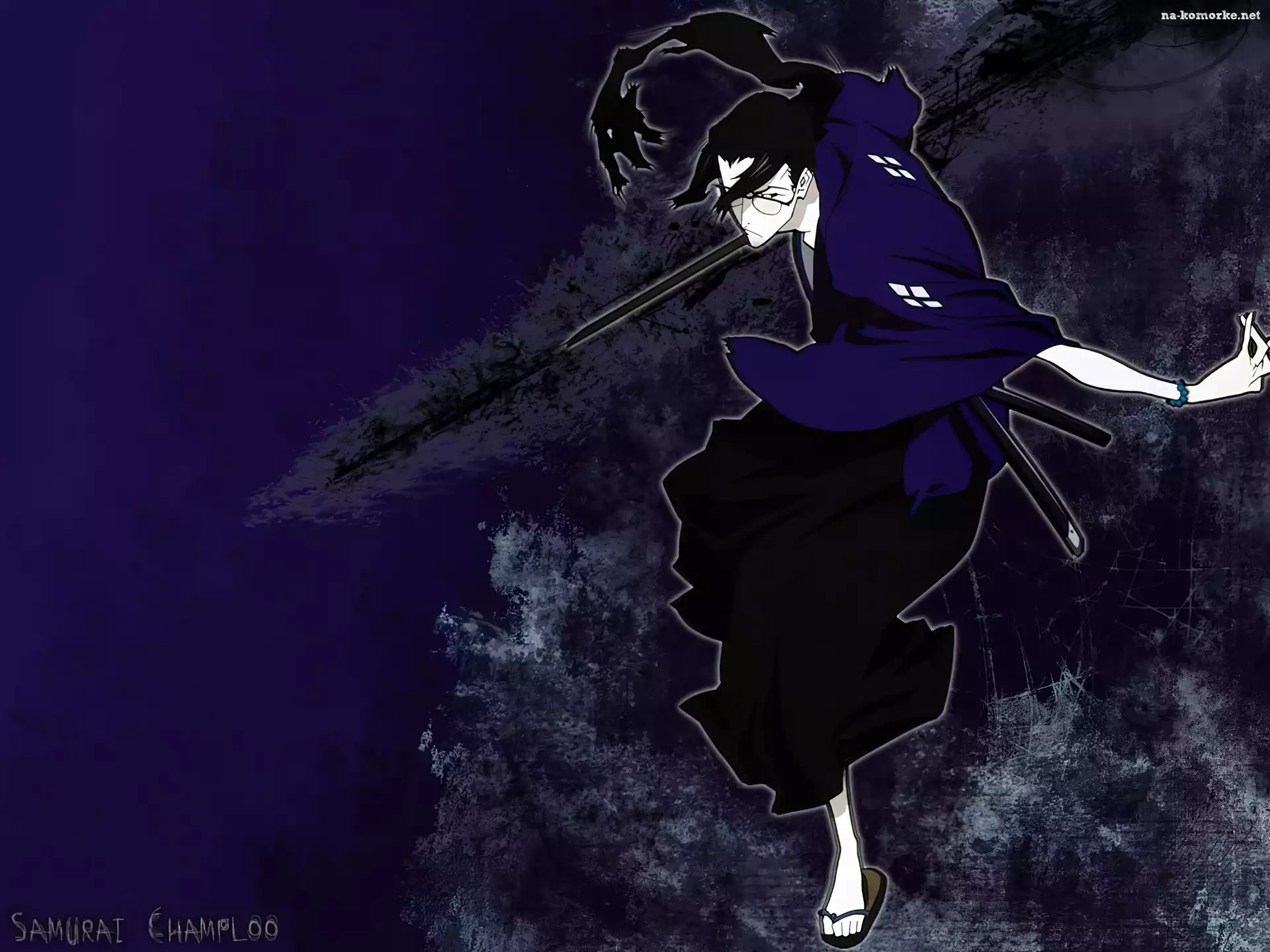 Samurai Champloo, czarne włosy, okulary