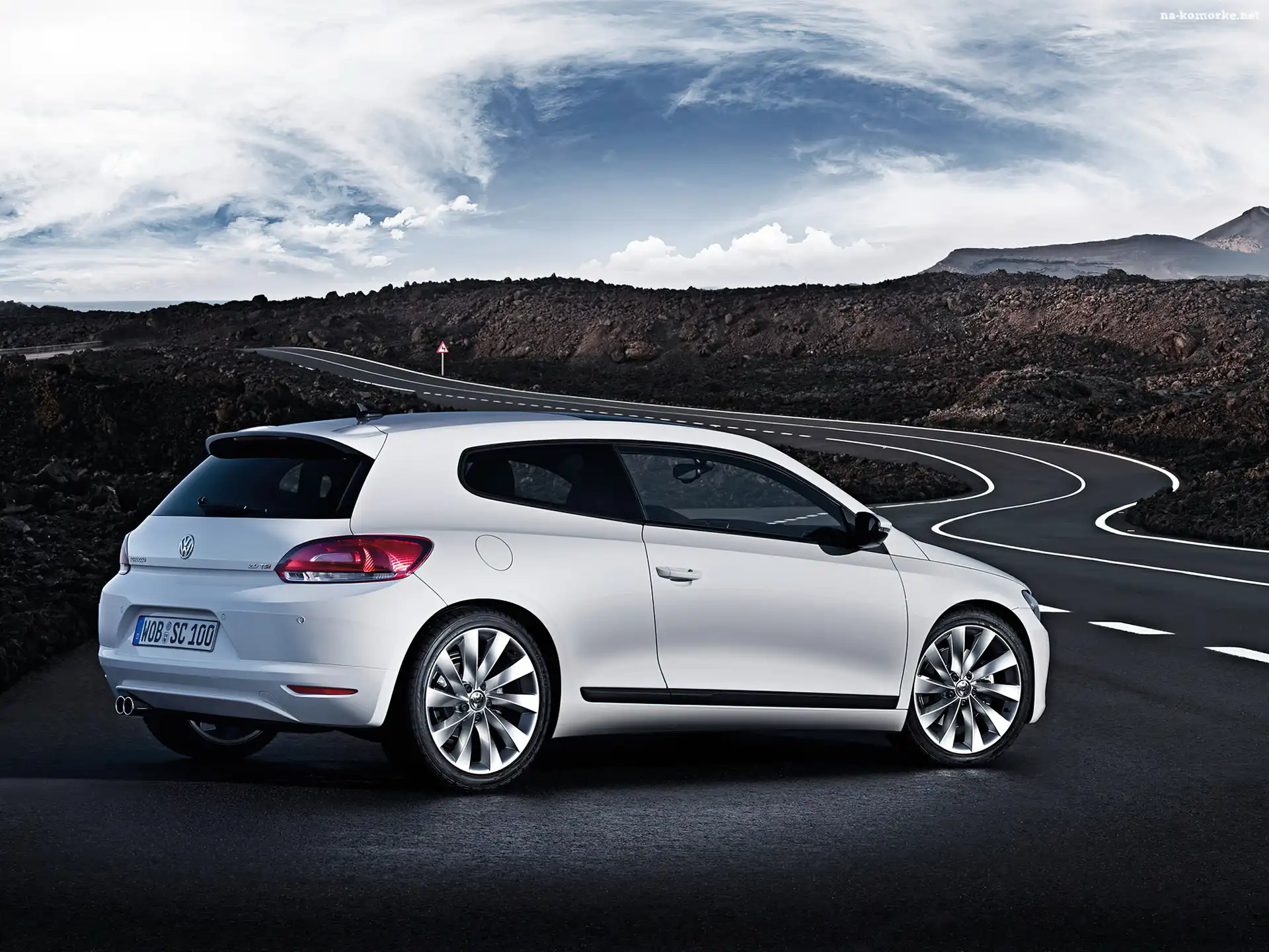 Scirocco, Droga, Samochód, Biały, Volkswagen